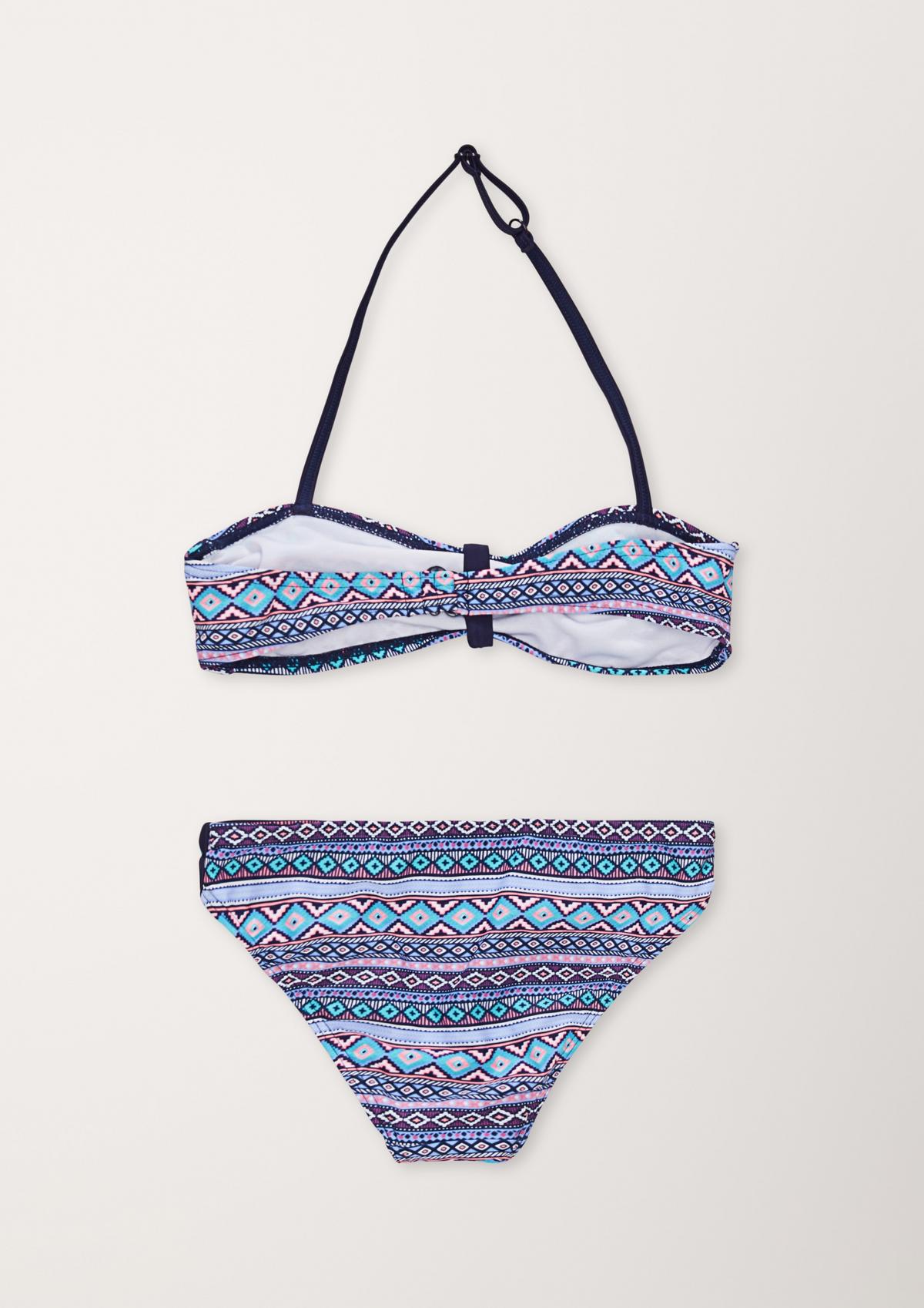 Bandeau-Bikini mit Ethno-Muster ozeanblau 