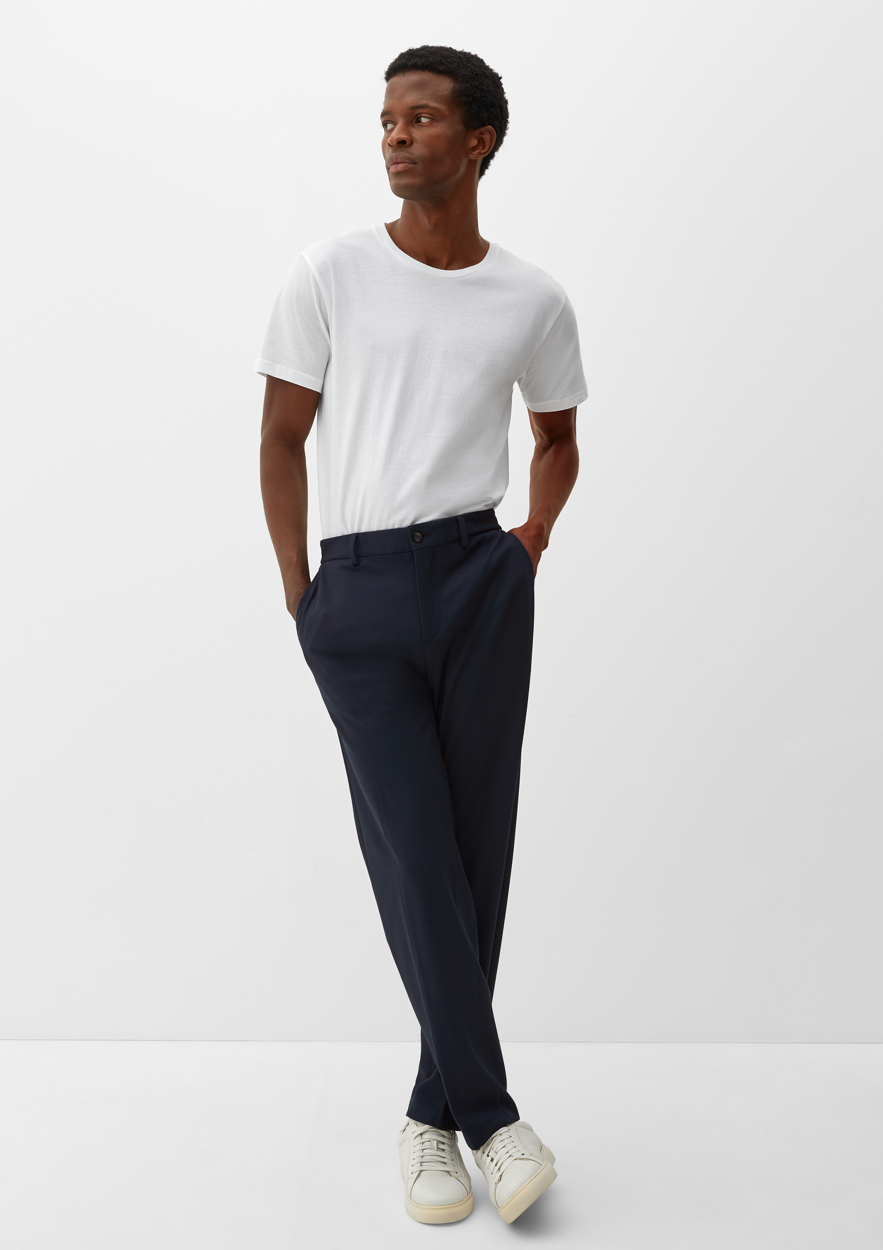 Slim fit: tracksuit suit trousers - navy