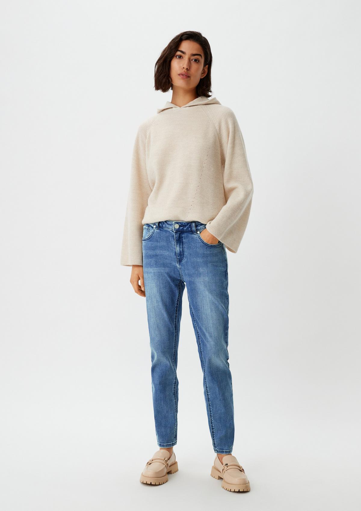 Slim: Jeans mit ausgefranstem - steingrau Comma Saum 