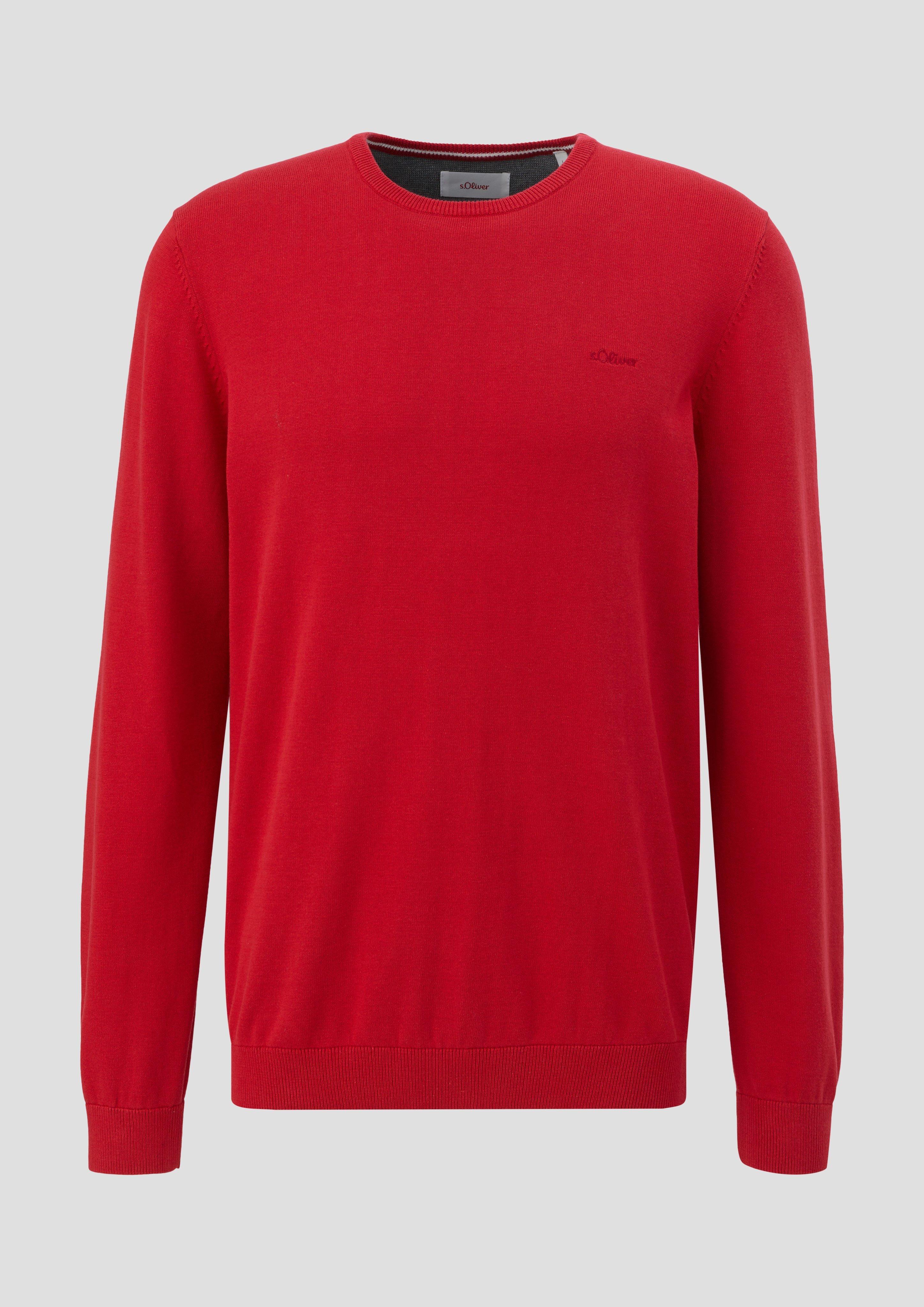 s.Oliver - Strickpullover mit Logo, Herren, rot