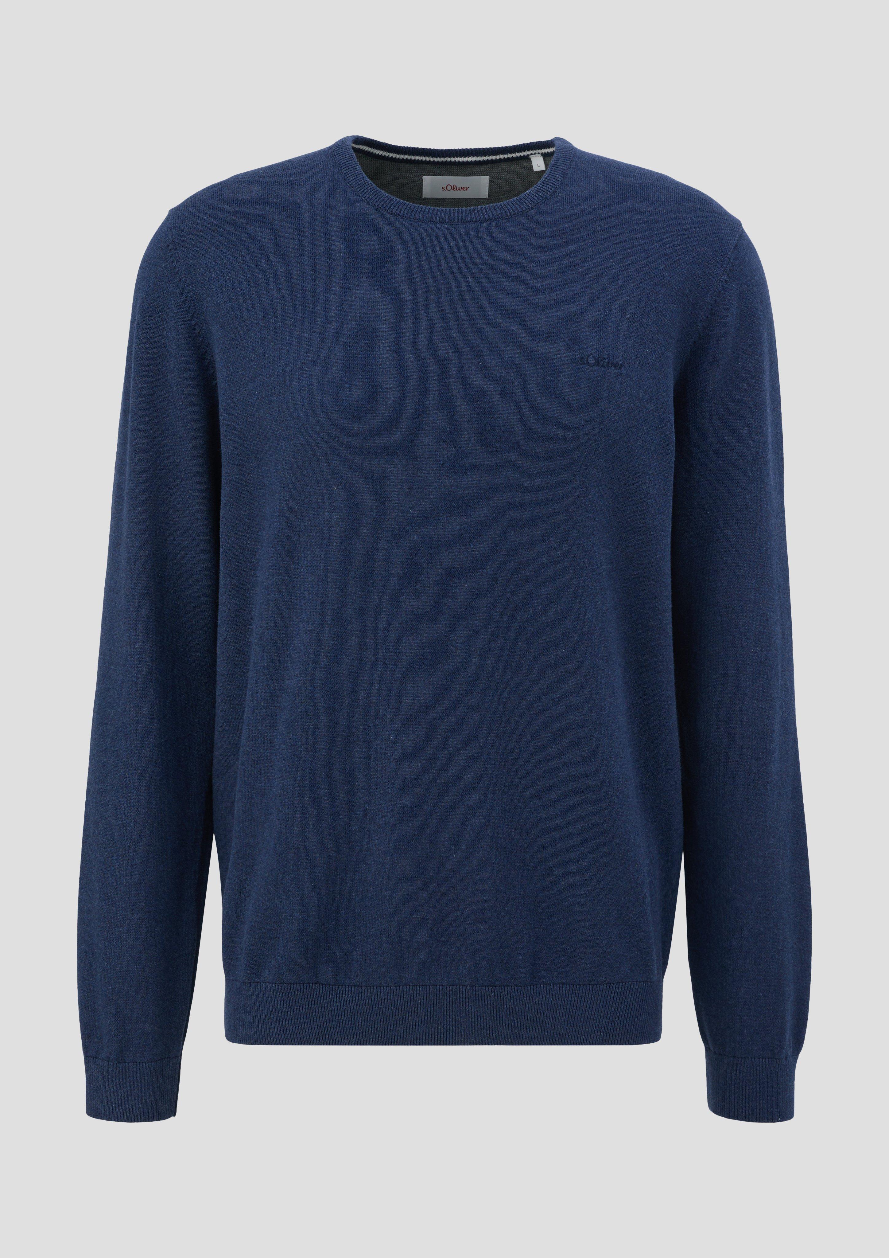 s.Oliver - Strickpullover mit Logo, Herren, blau