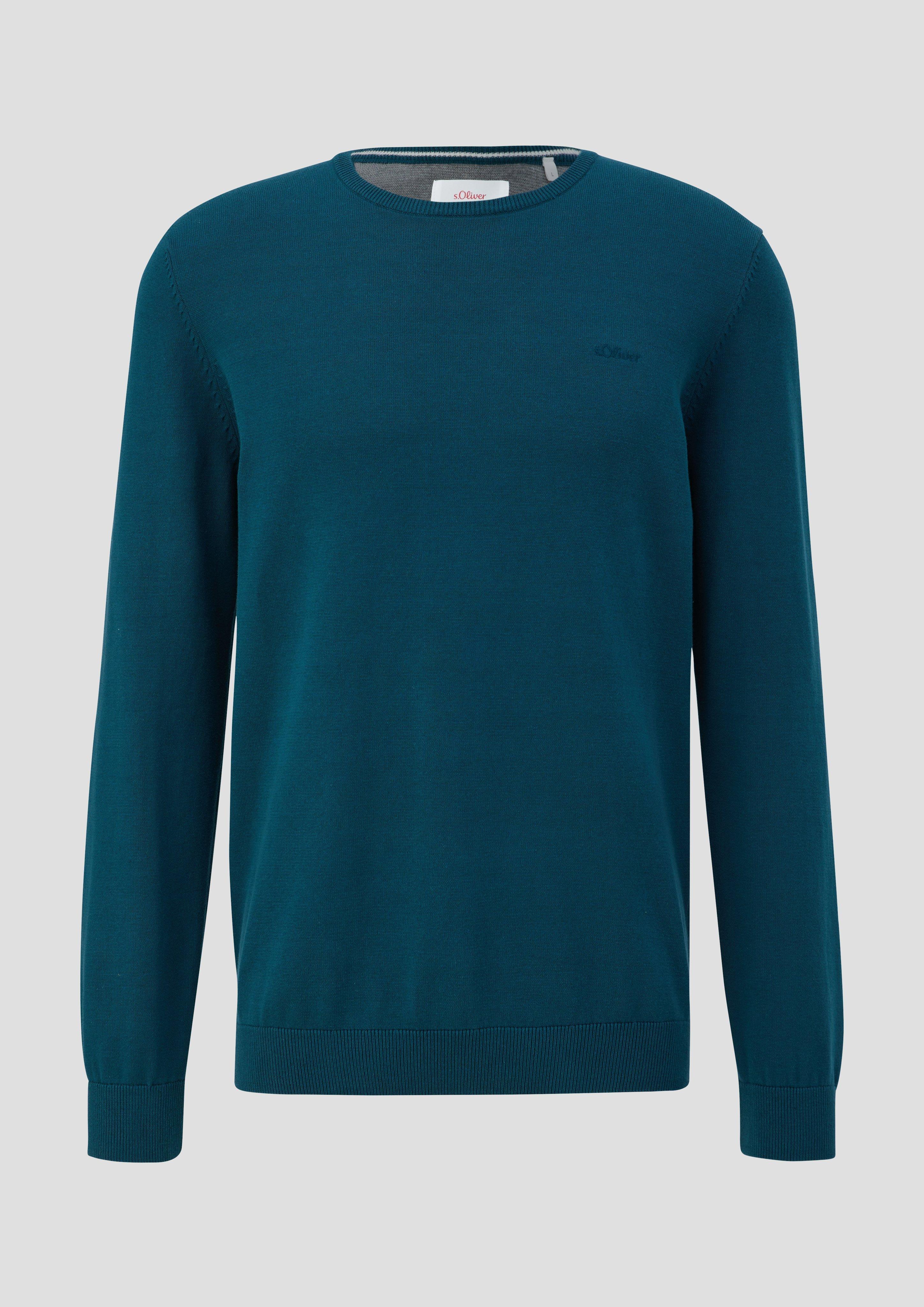 s.Oliver - Strickpullover mit Logo, Herren, Blau