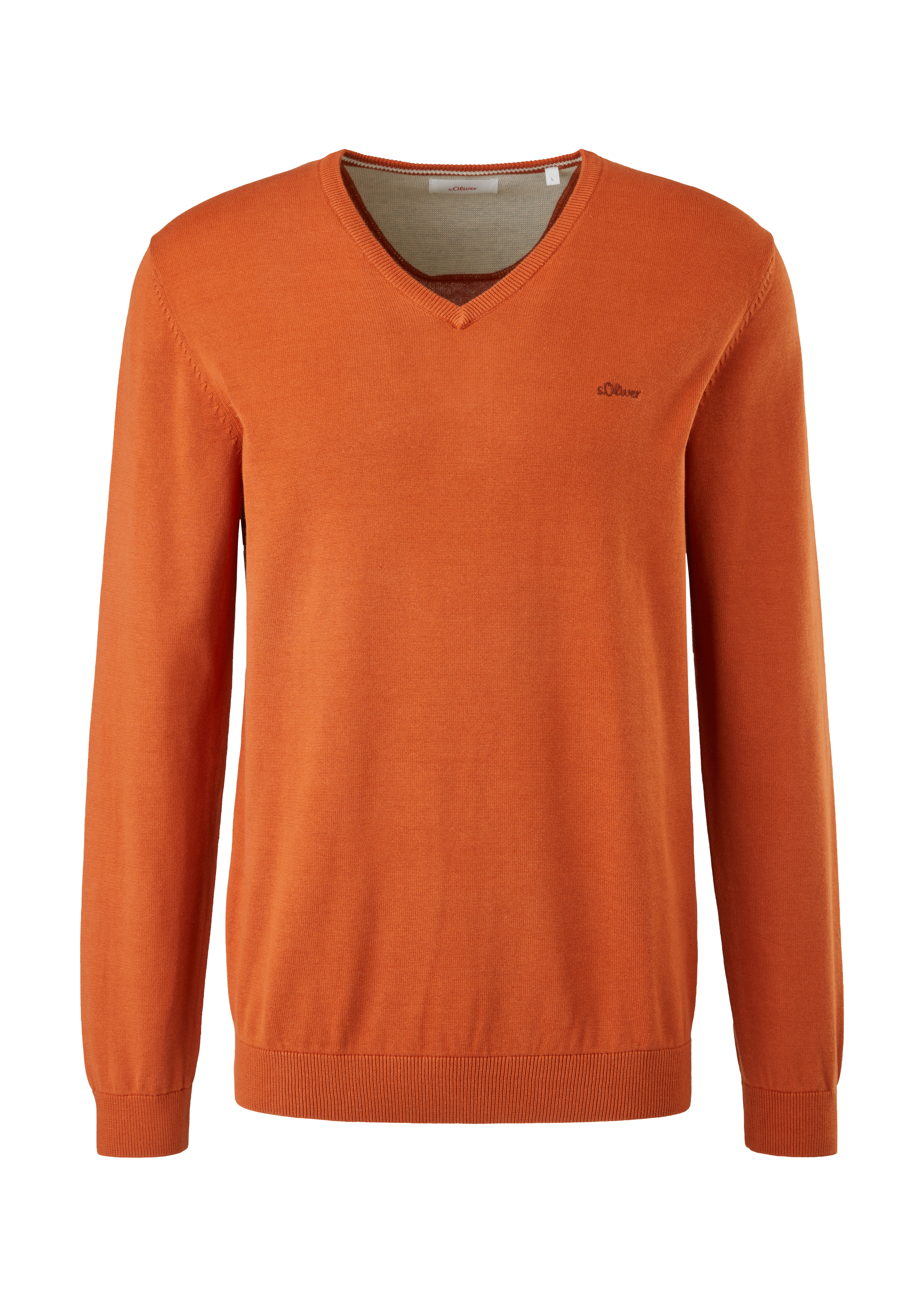 s.Oliver - Feinstrickpulli mit V-Ausschnitt, Herren, Orange