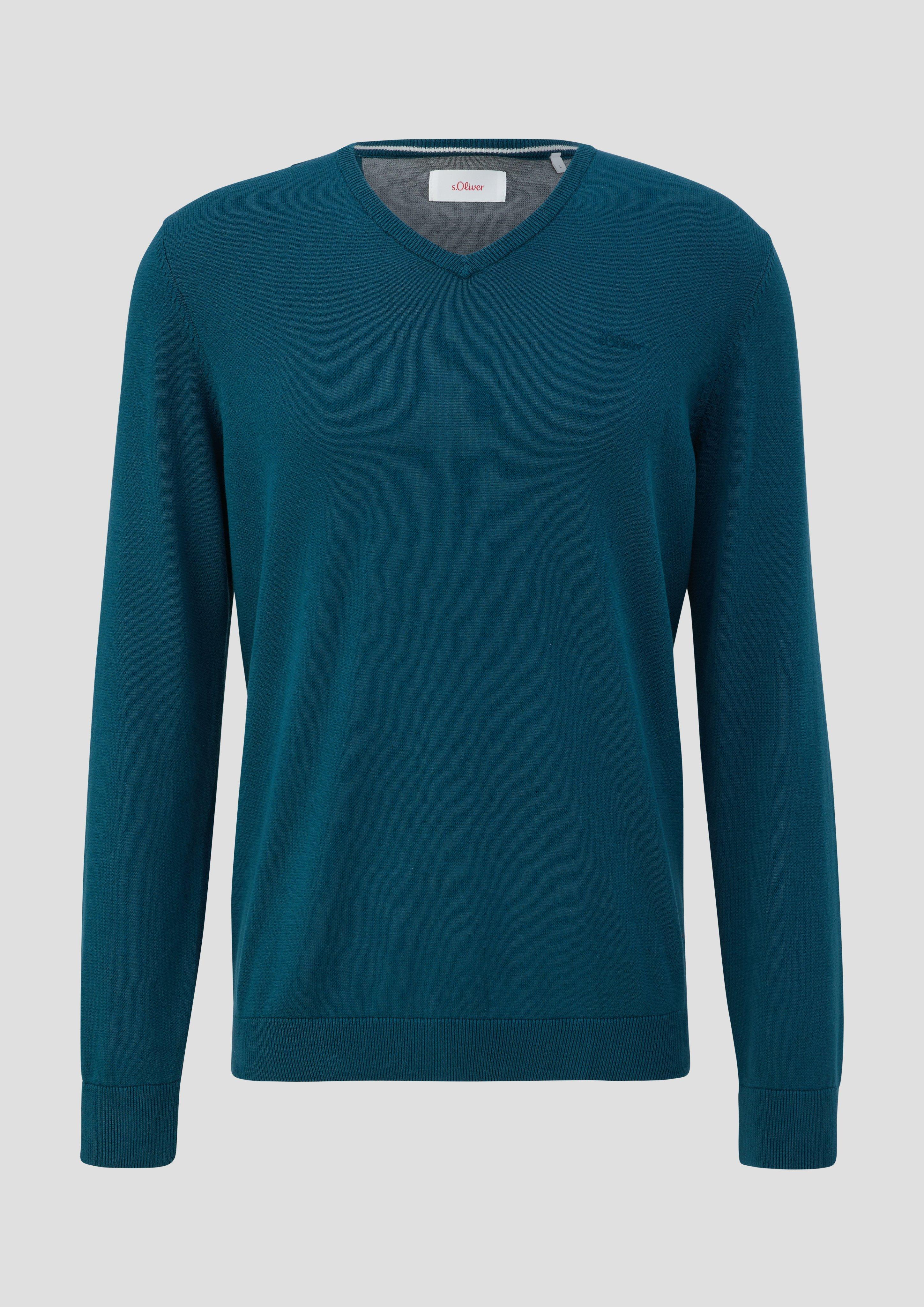 s.Oliver - Strickpullover mit V-Ausschnitt, Herren, Blau