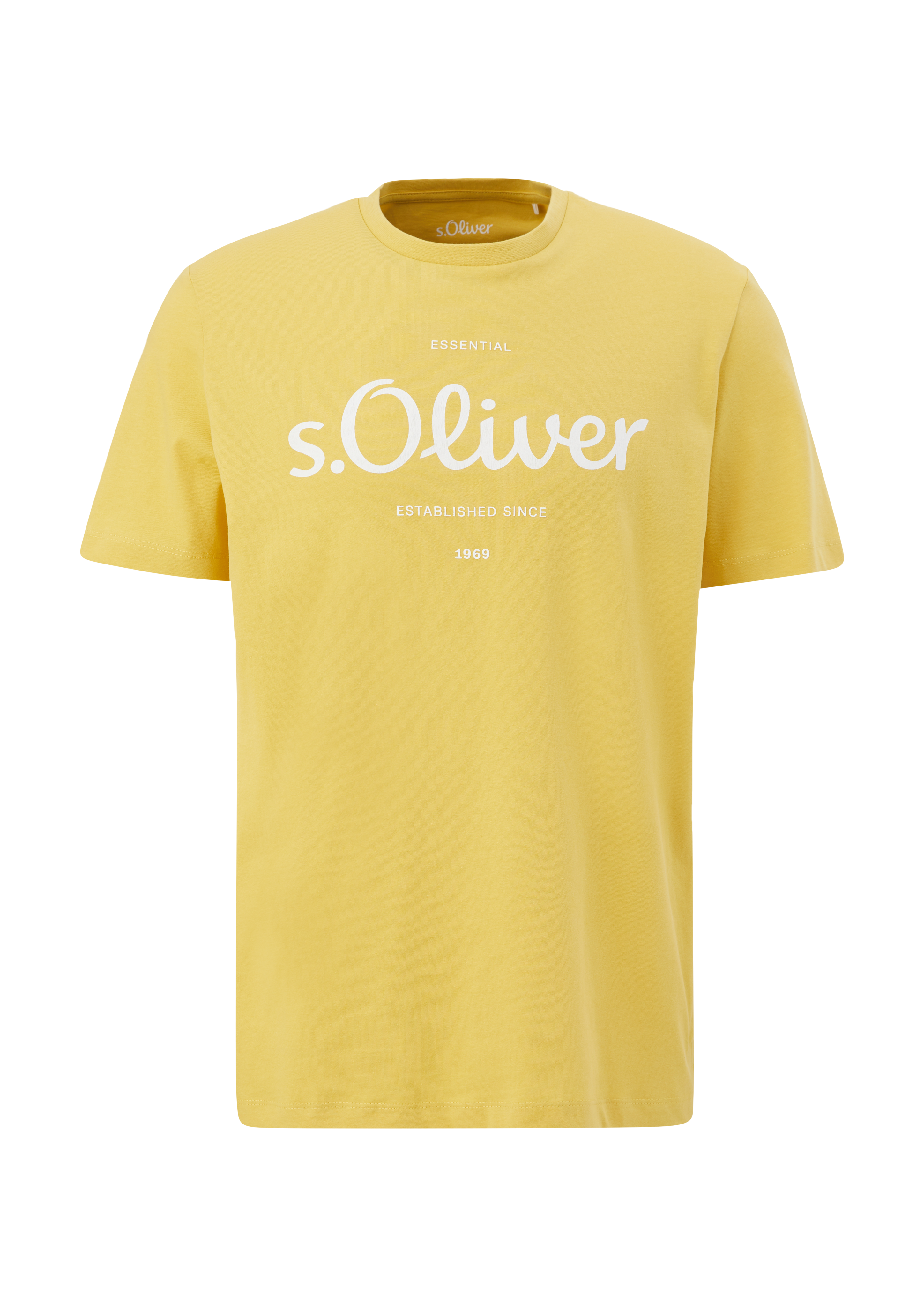 s.Oliver - T-Shirt mit Logoprint, Herren, gelb