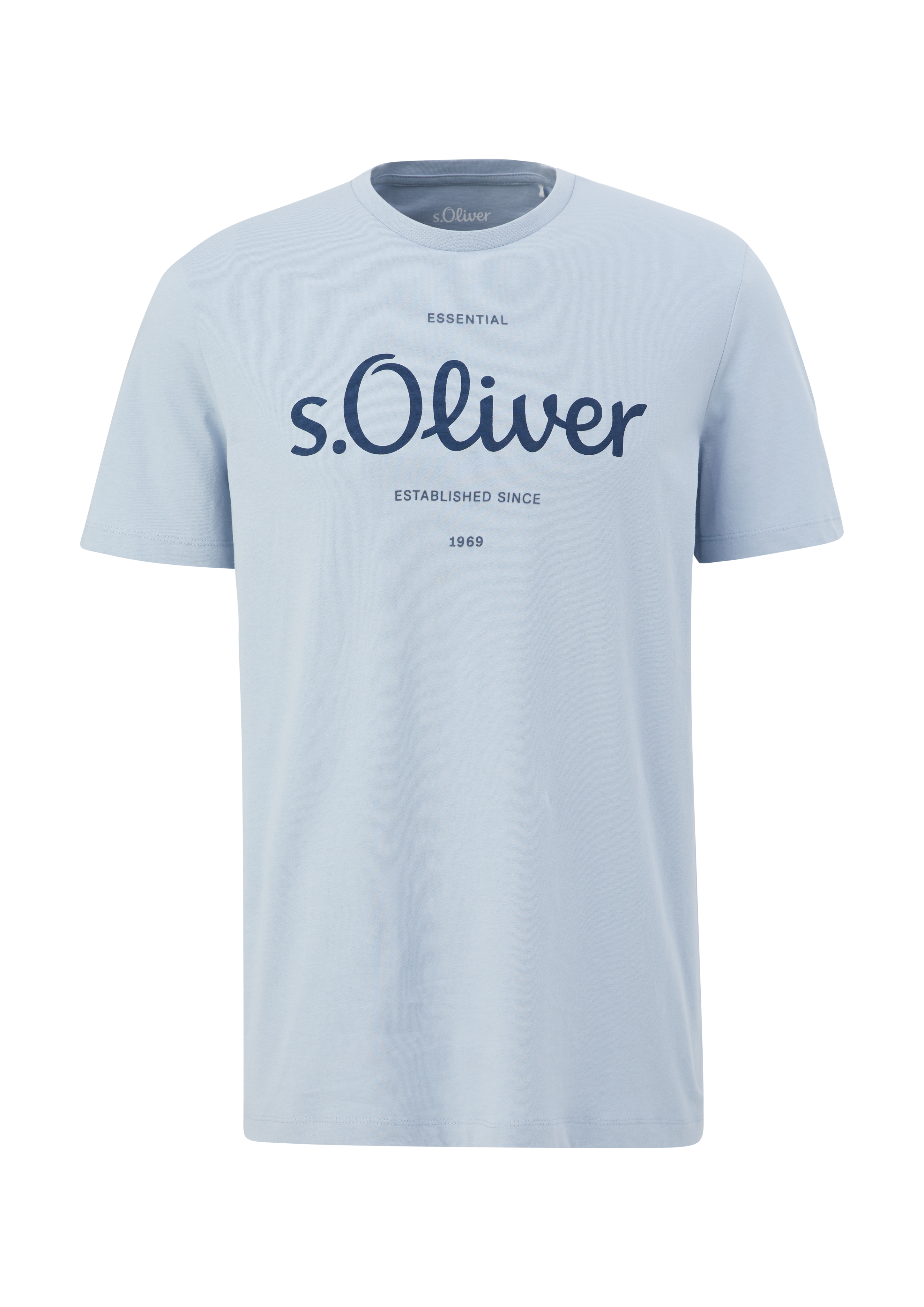 s.Oliver - T-Shirt mit Logoprint, Herren, blau