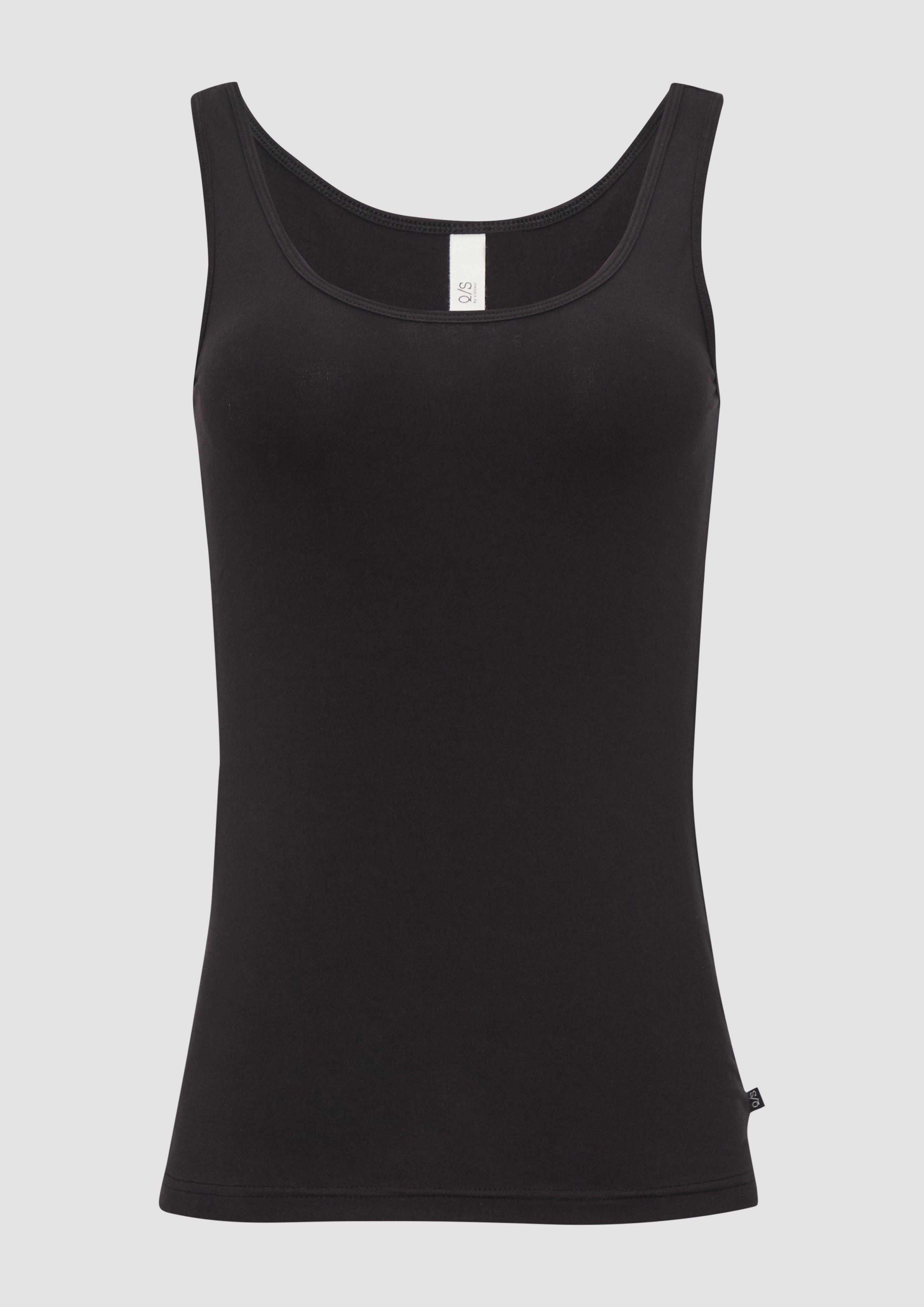 QS - Top aus Baumwolljersey, Damen, schwarz