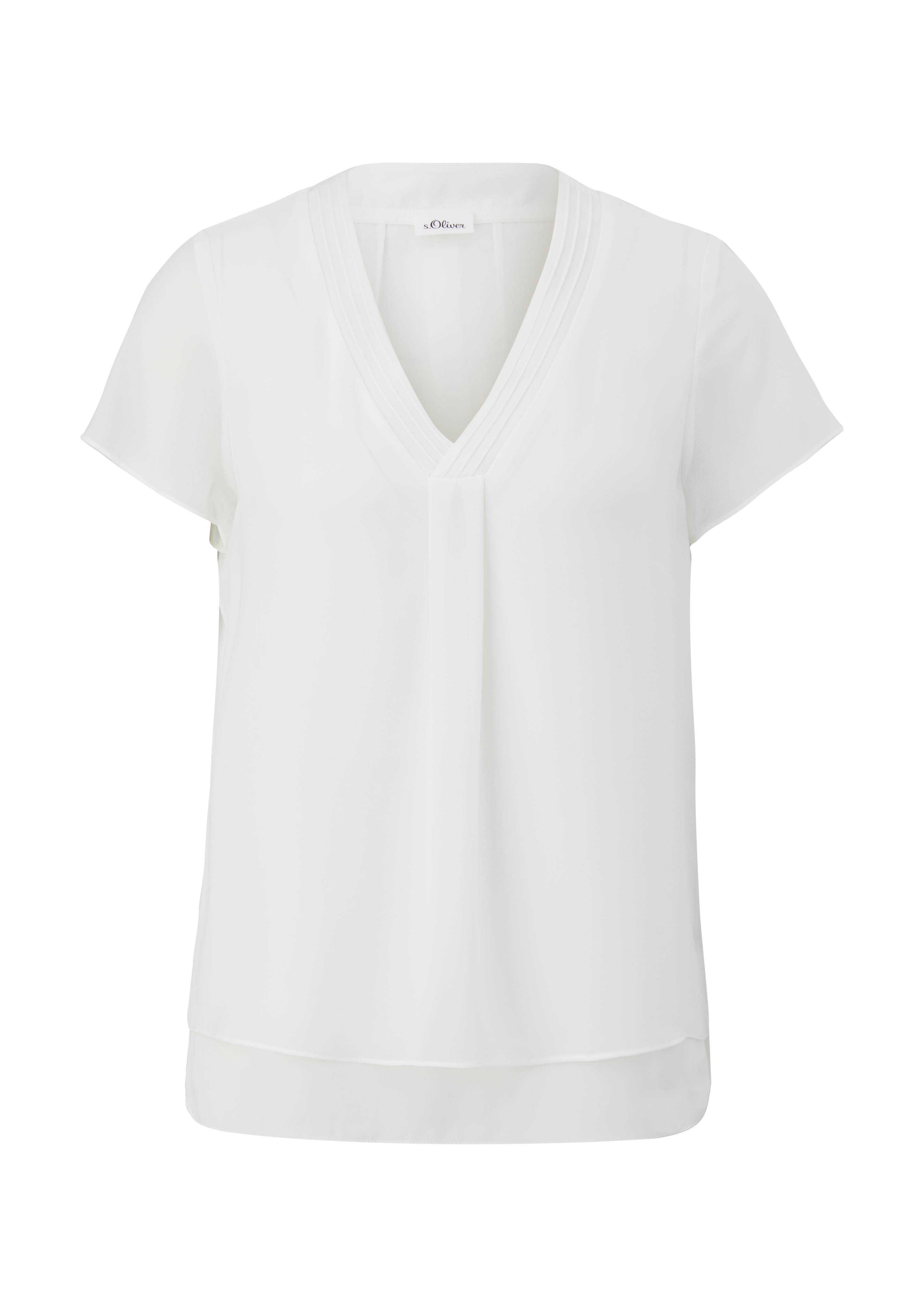 s.Oliver - Layering-Bluse aus Chiffon, Damen, creme