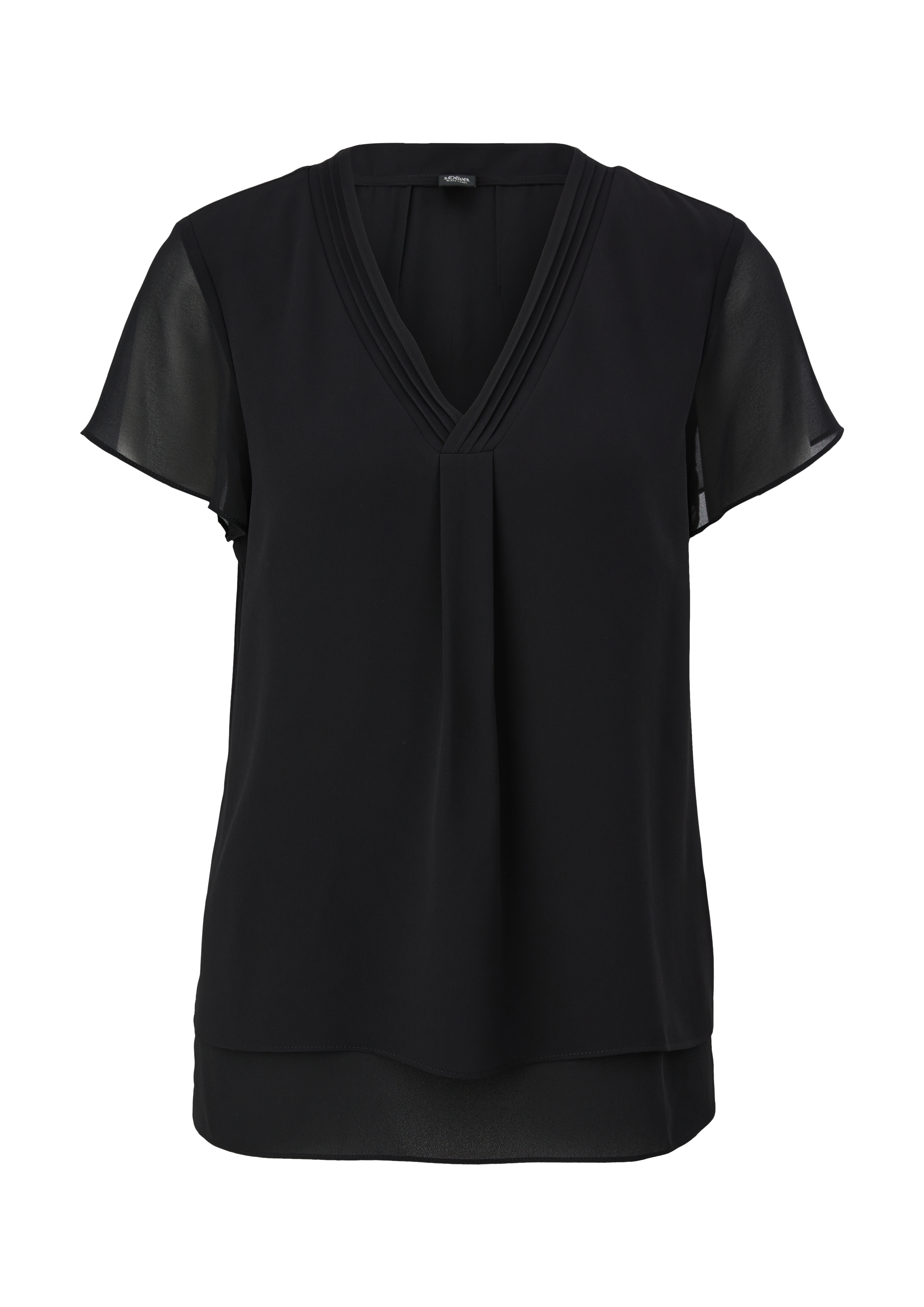 s.Oliver - Layering-Bluse aus Chiffon, Damen, schwarz