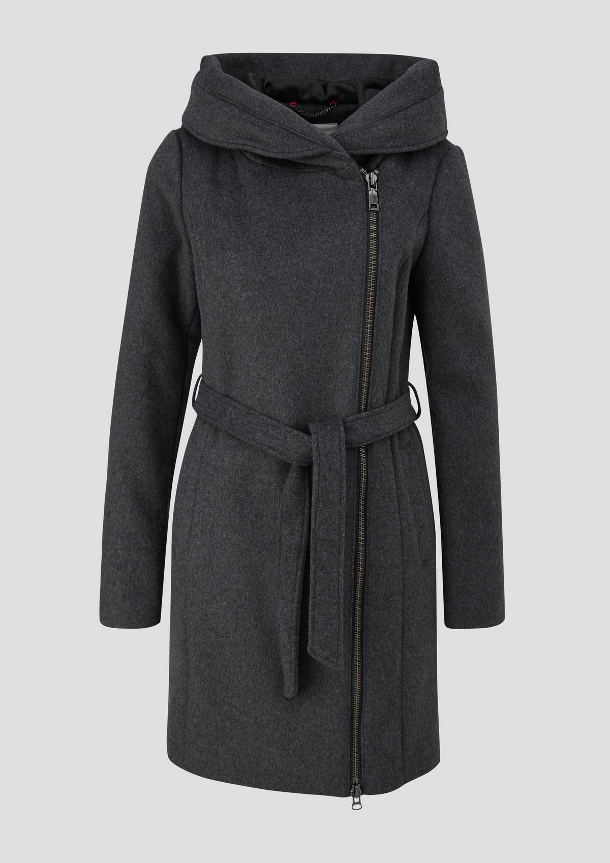 s.Oliver Hooded coated made of fluffy blended wool