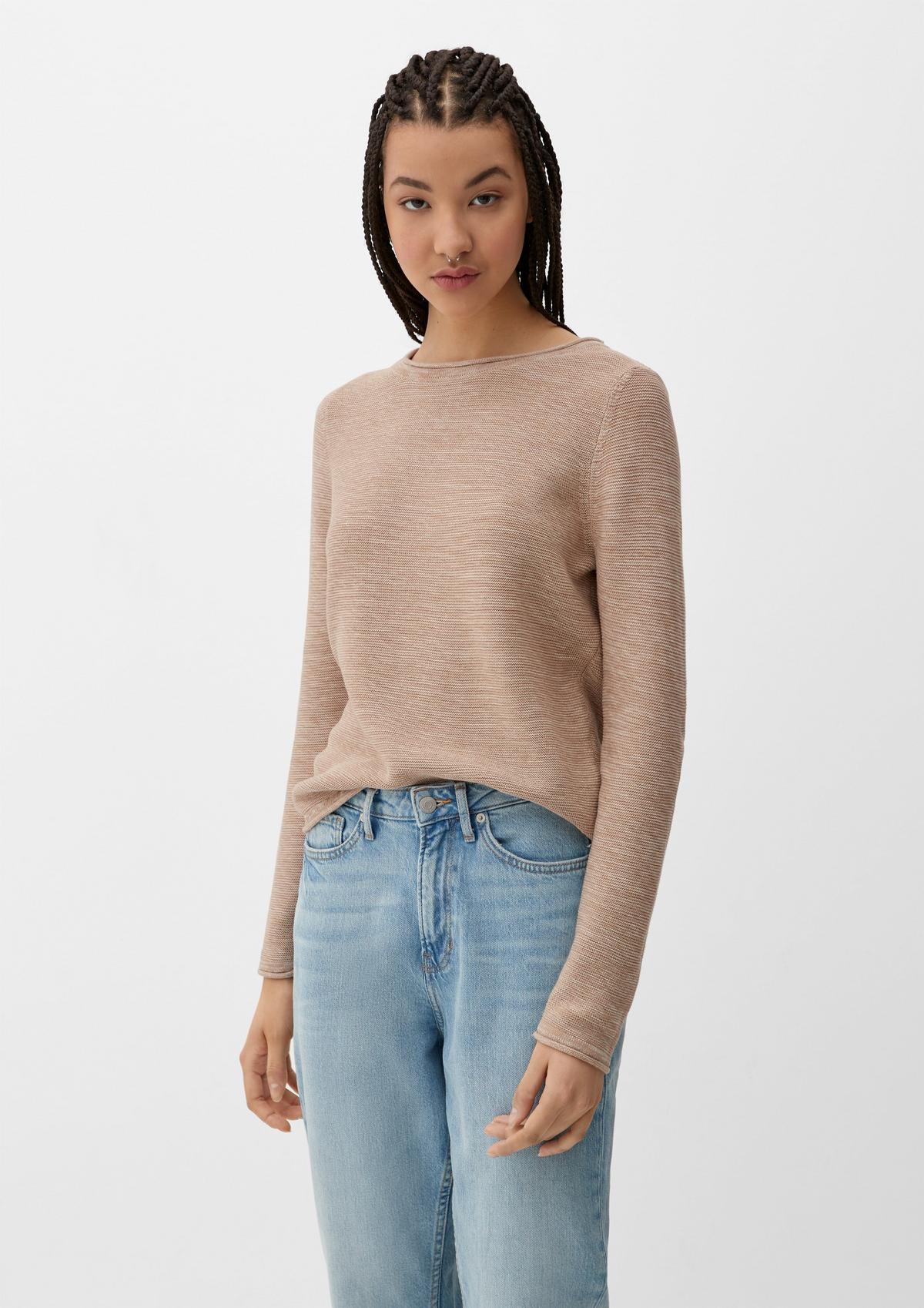 Pullover mit Rollsaumkanten - sandfarben | Strickpullover