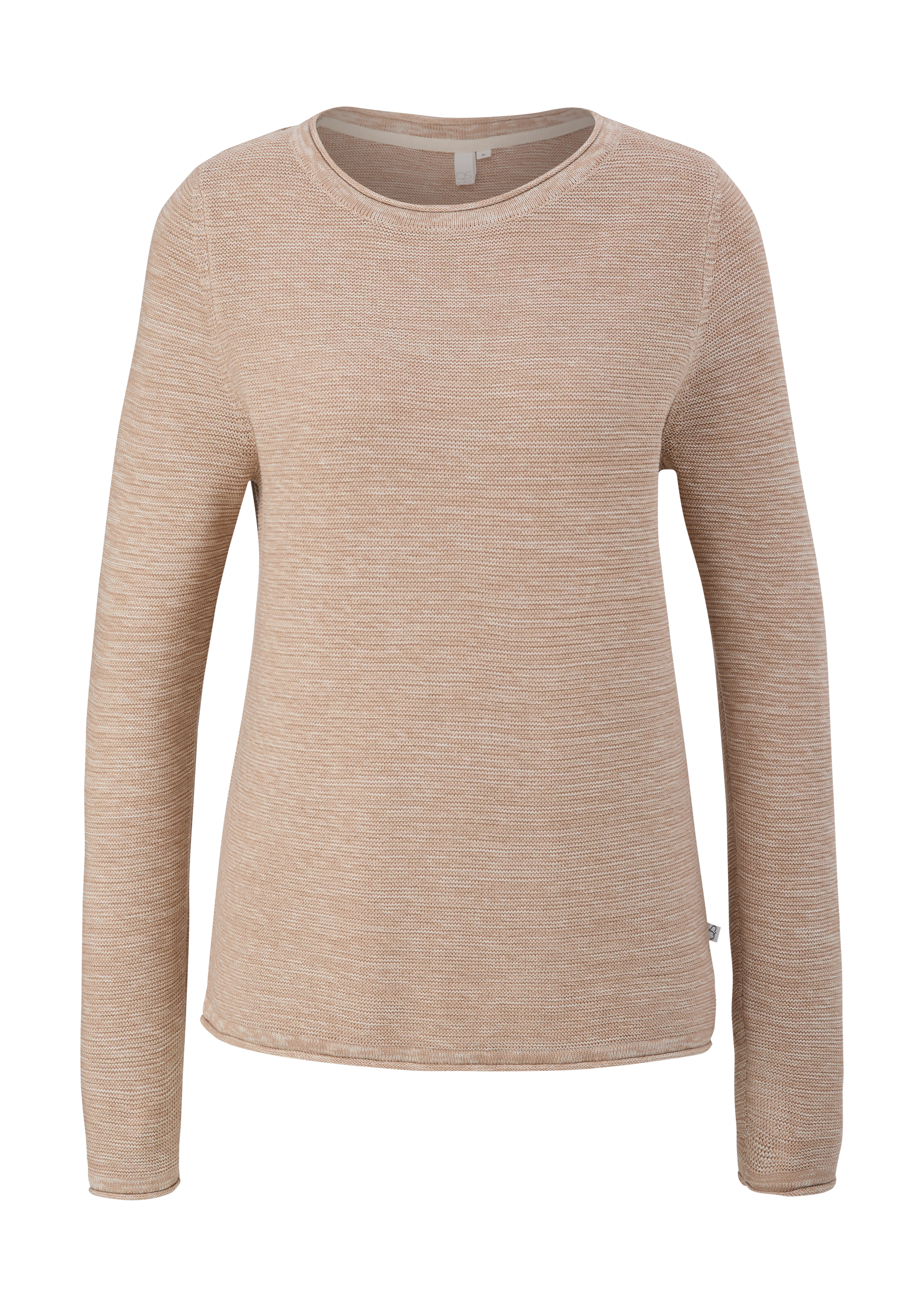 QS - Pullover mit Rollsaumkanten, Damen, braun