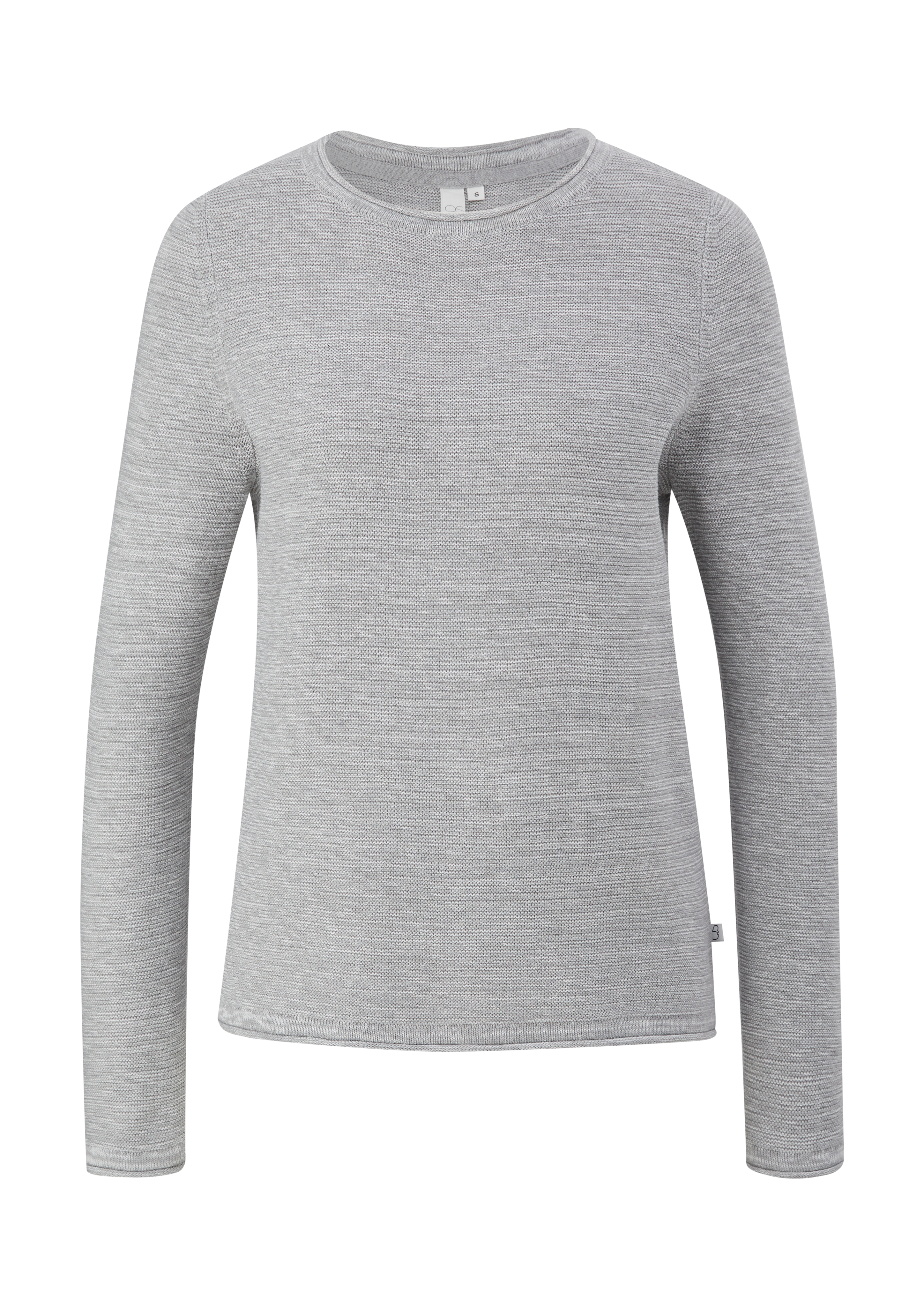 QS - Pullover mit Rollsaumkanten, Damen, grau