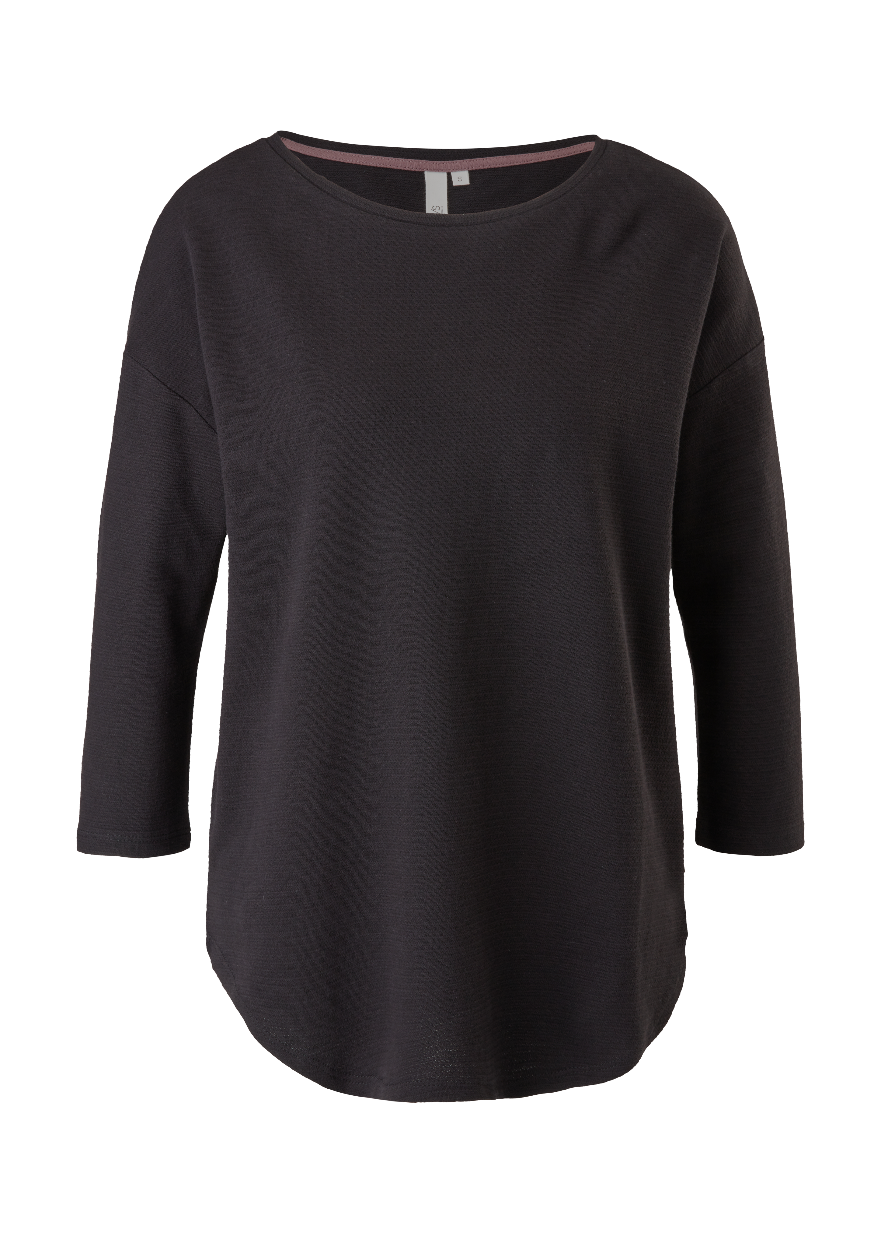 QS - Jacquard-Shirt aus Baumwolle, Damen, schwarz