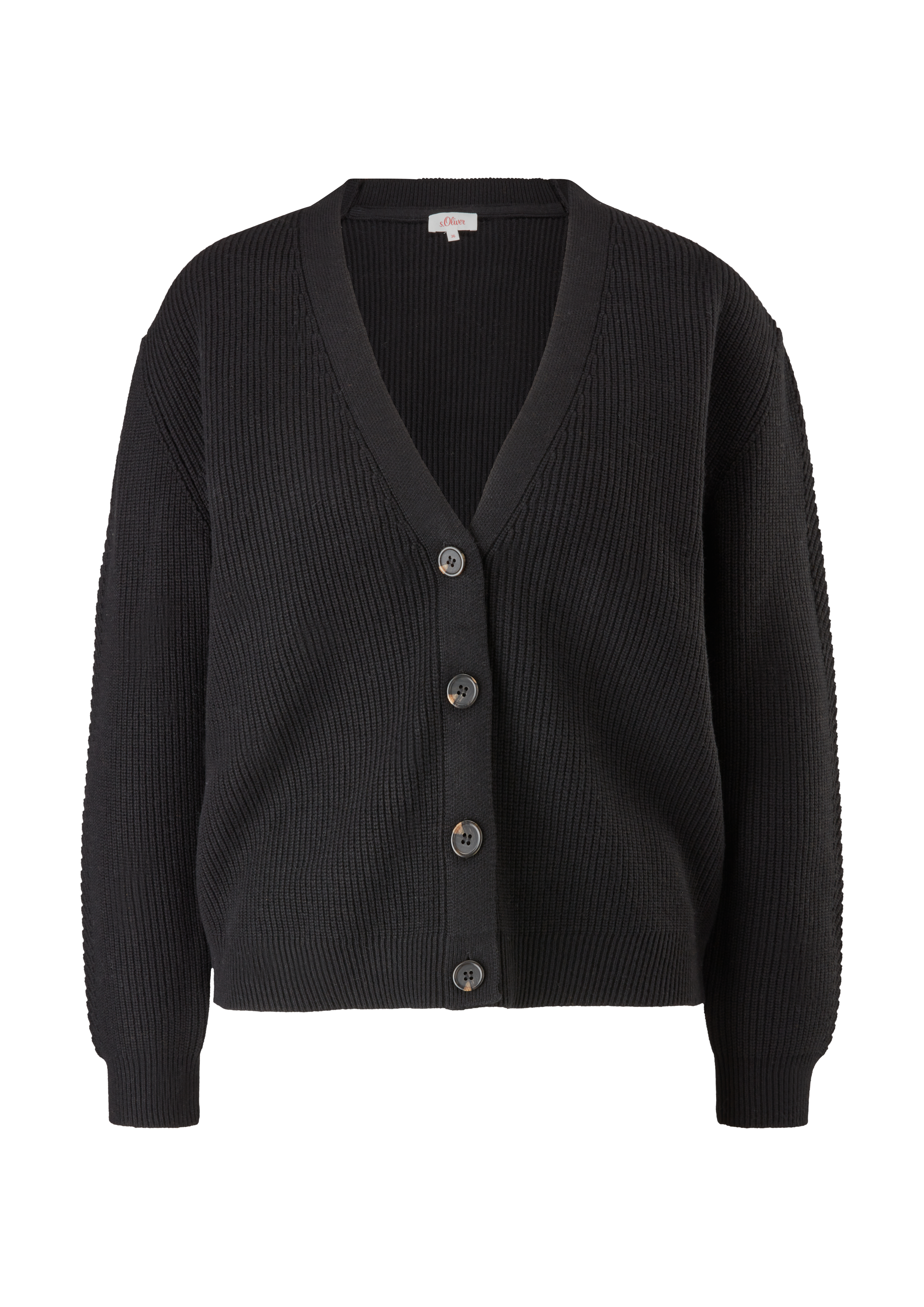 s.Oliver - Cardigan aus Baumwollmix, Damen, schwarz