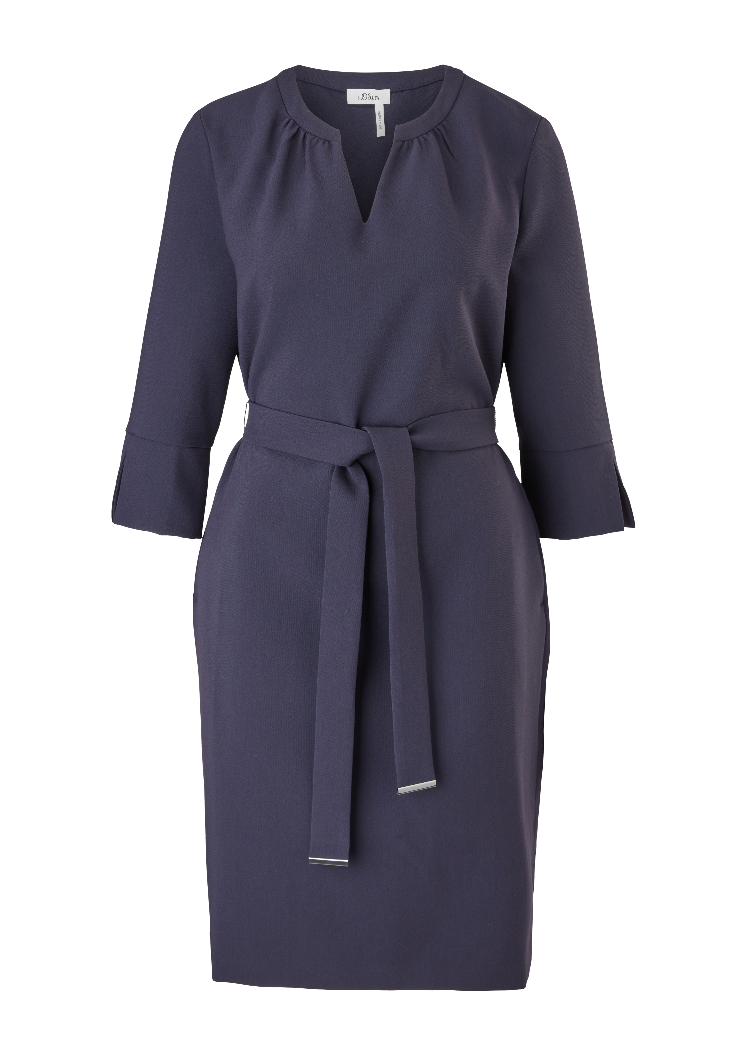 s.Oliver - Elegantes Stretchkleid mit Gürtel, Damen, blau