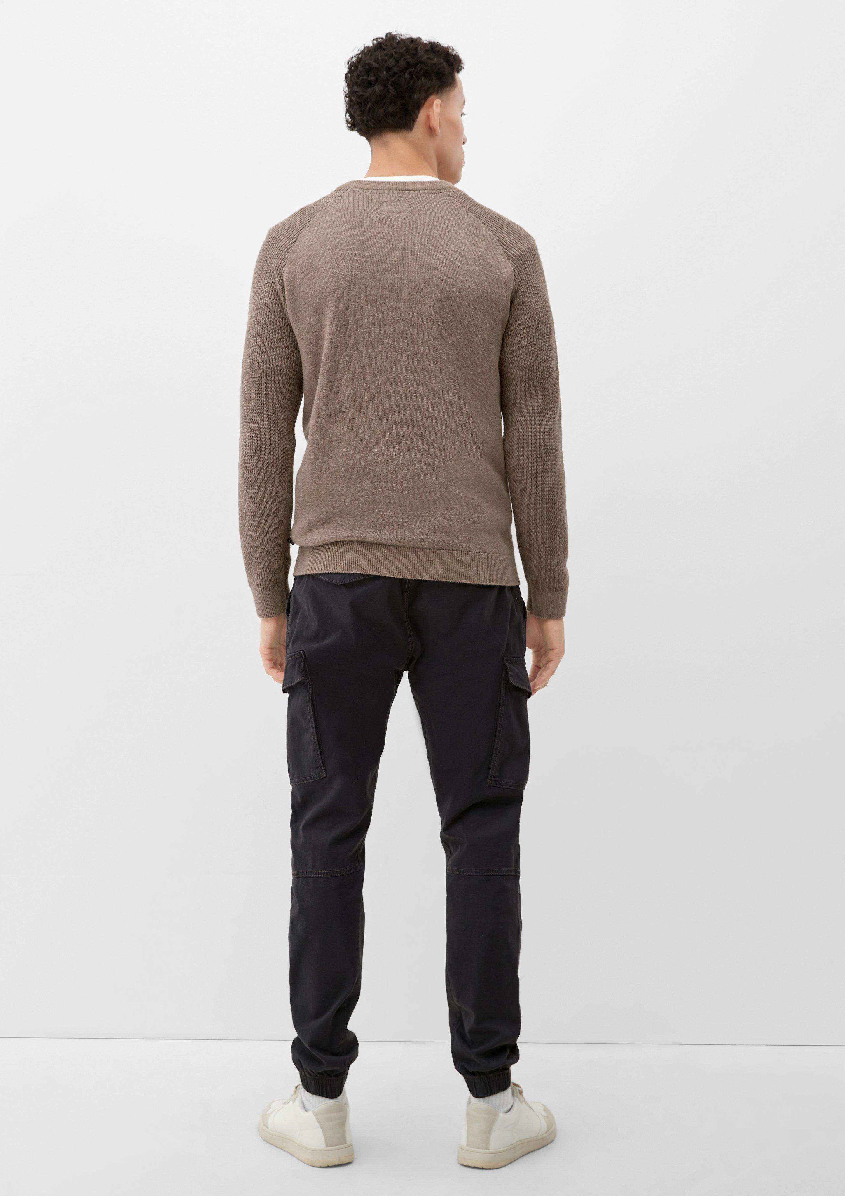Textured knit jumper with raglan sleeves - light brown | s Textured knit jumper with raglan sleeves - light brown | s