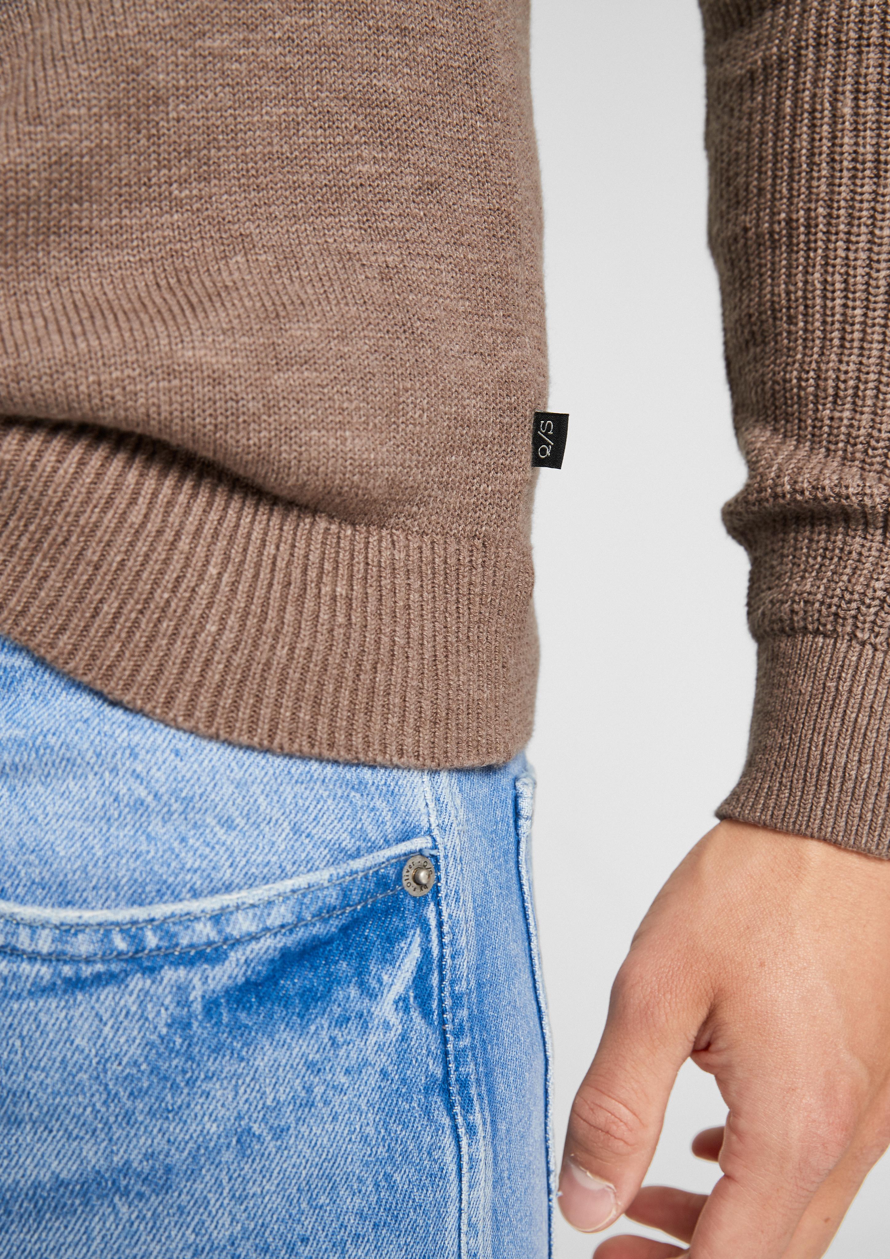 Textured knit jumper with raglan sleeves - light brown | s Textured knit jumper with raglan sleeves - light brown | s