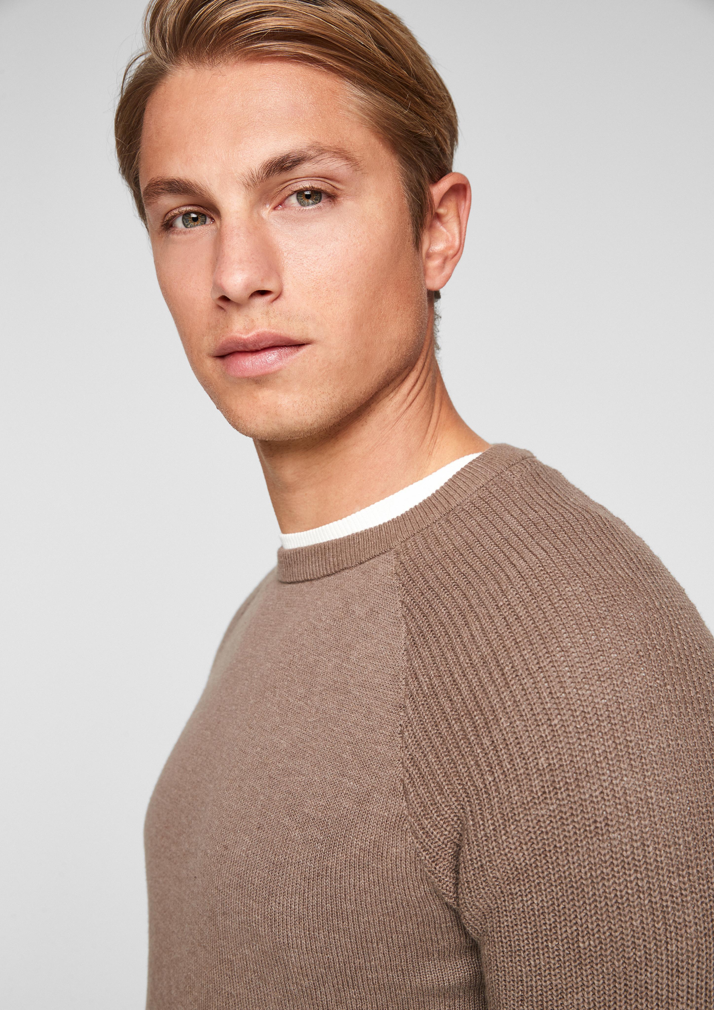 Textured knit jumper with raglan sleeves - light brown | s Textured knit jumper with raglan sleeves - light brown | s