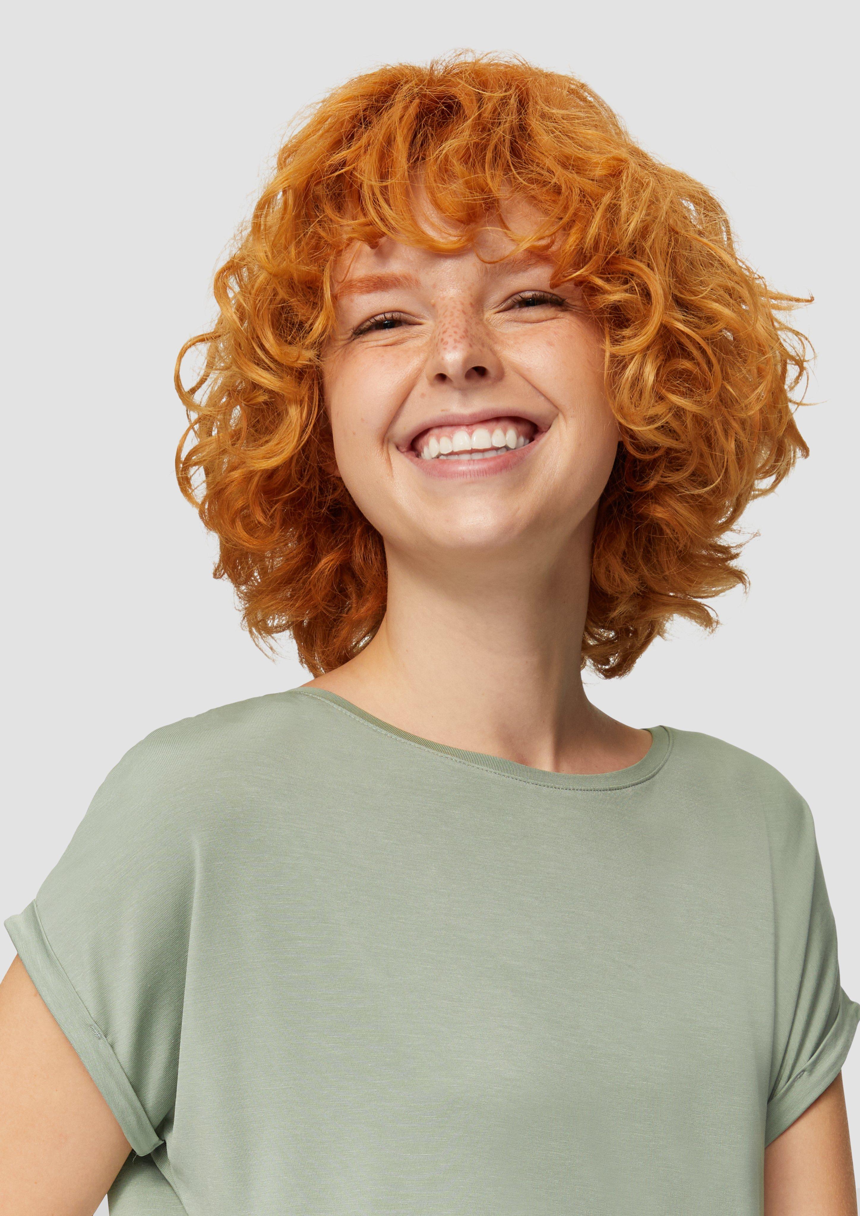 Loose-Fit-Shirt im Lyocellmix - salbeigrün | s.Oliver