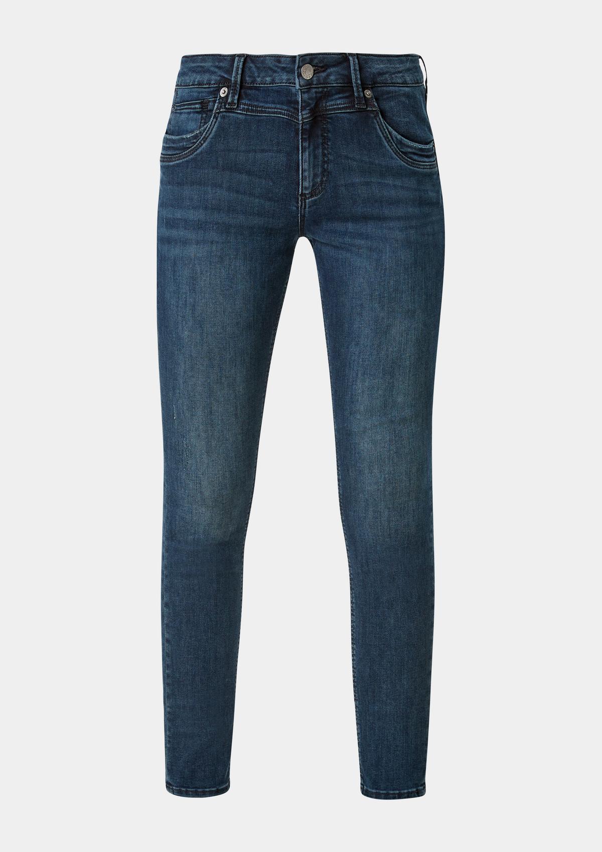 s.Oliver Skinny: modré džínsy s vypratým efektom