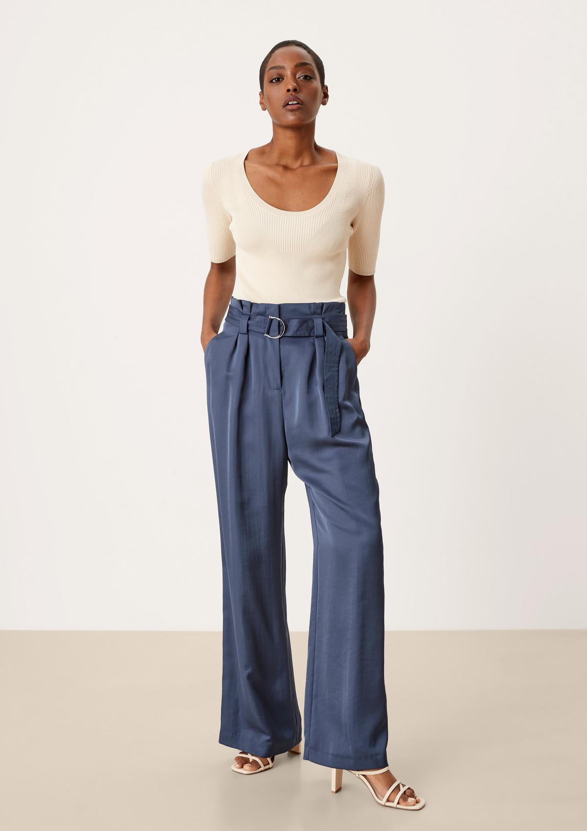 s.Oliver Loose: Trousers with a paperbag waistband