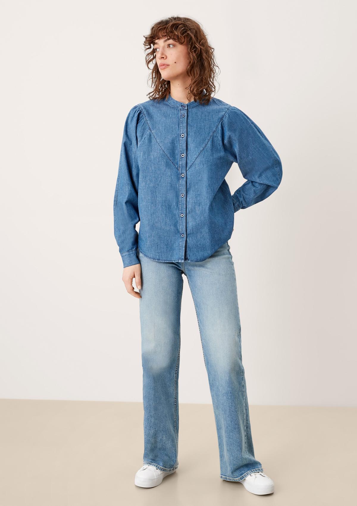 s.Oliver Light denim blouse with a stand-up collar
