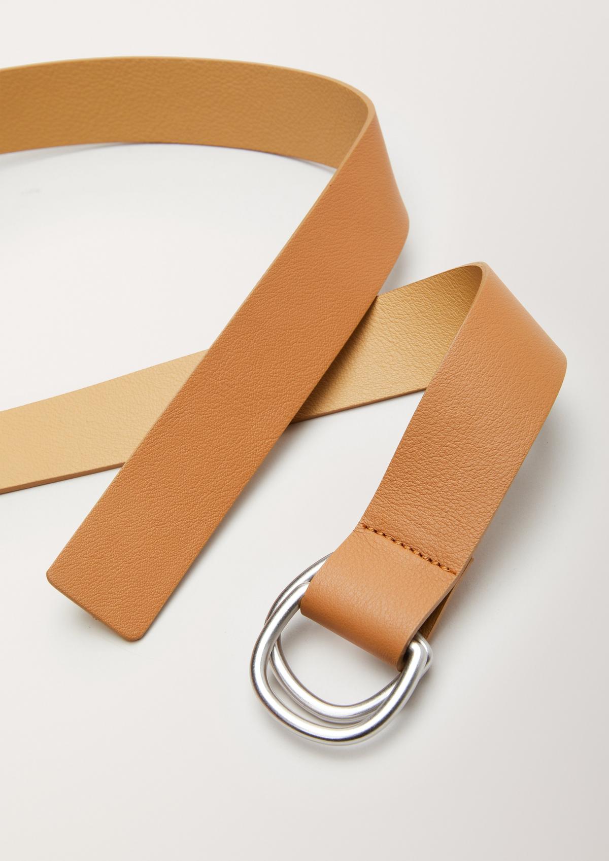 s.Oliver Leather belt with a D-ring buckle