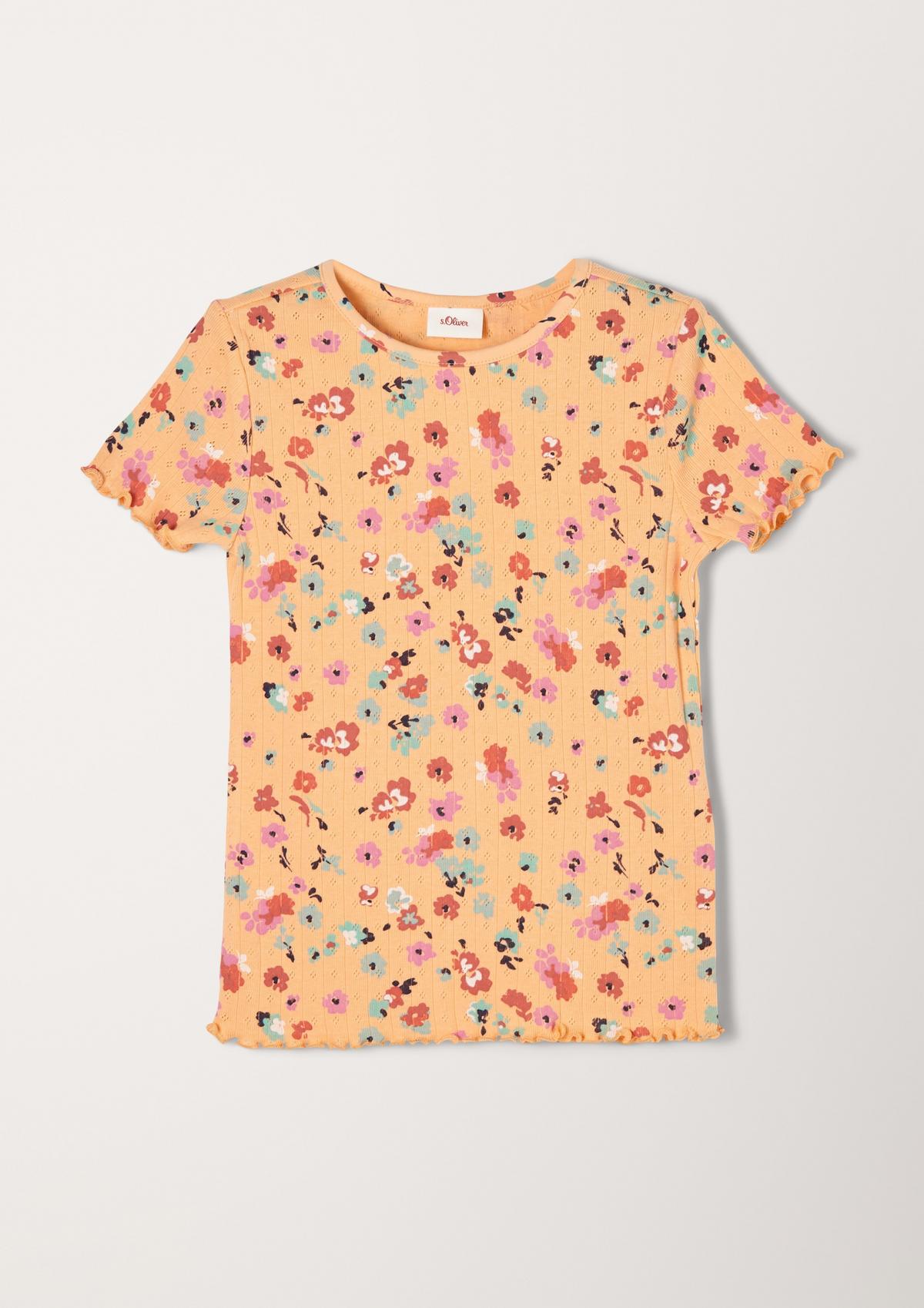 s.Oliver T-shirt met ajour en golvende zoom