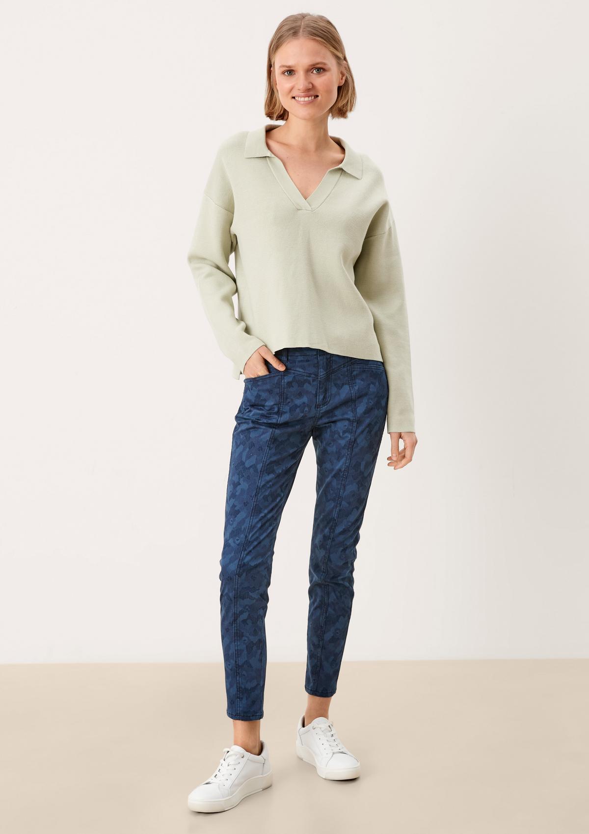 s.Oliver Slim fit: trousers with a print and a yoke waistband
