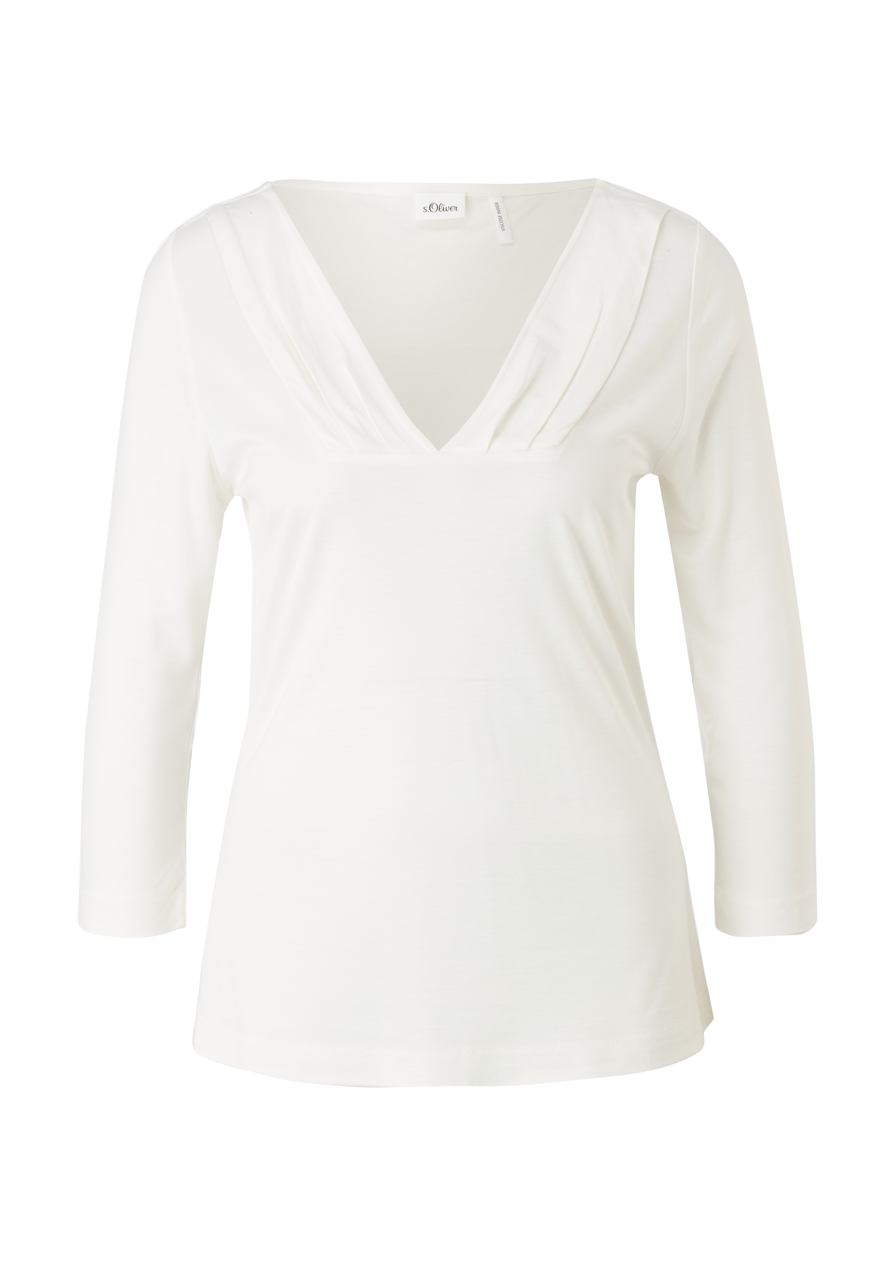 s.Oliver - Viskoseshirt mit 3/4-Ärmeln, Damen, creme