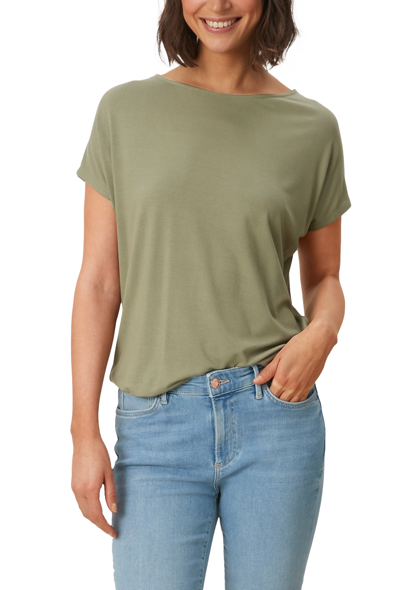 S.Oliver Damen ärmelloses T-Shirt – Aus 50% Baumwolle, 50% Modal, Farbe Aquamarin