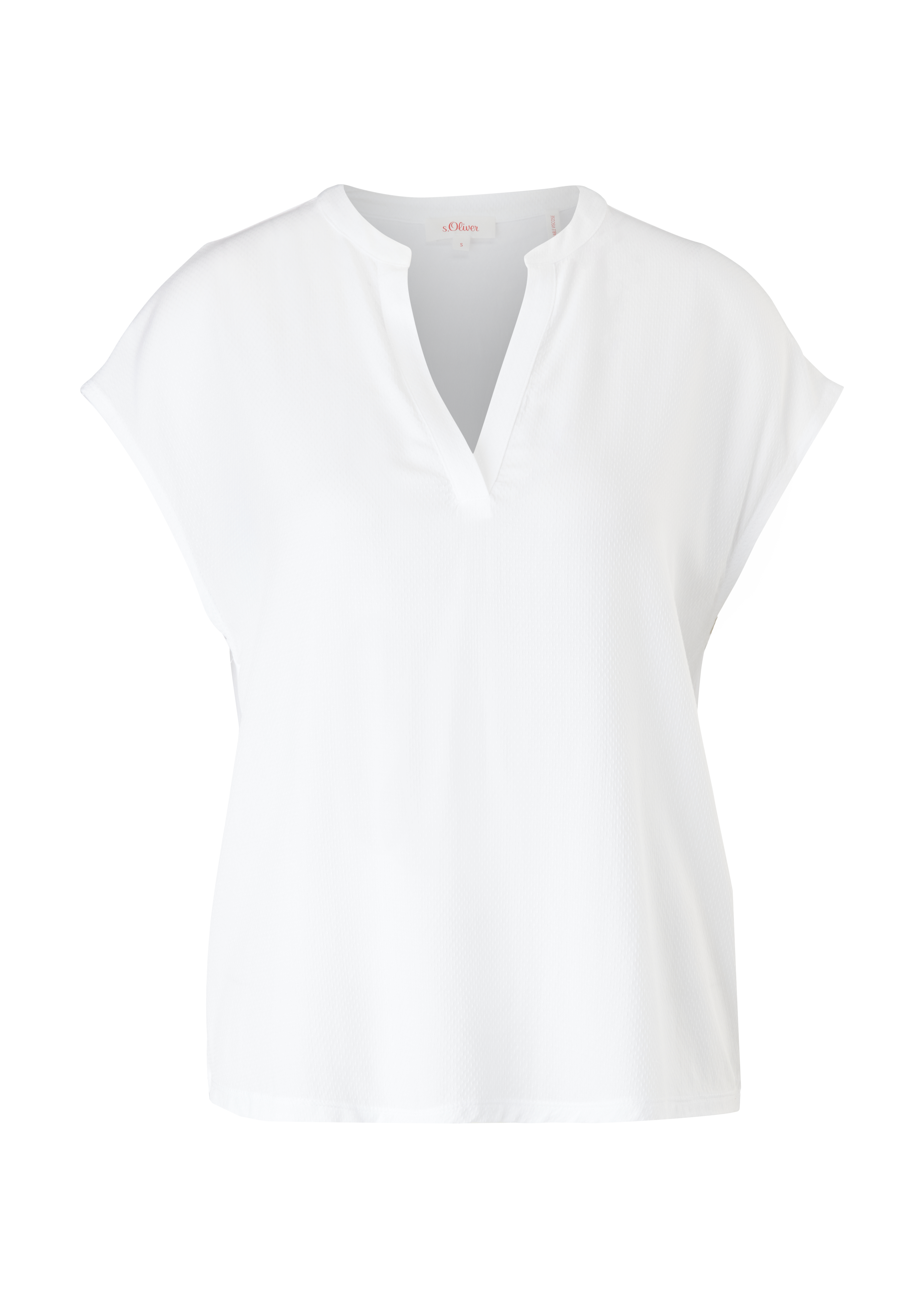 s.Oliver - Viskoseshirt mit V-Neck, Damen, weiß