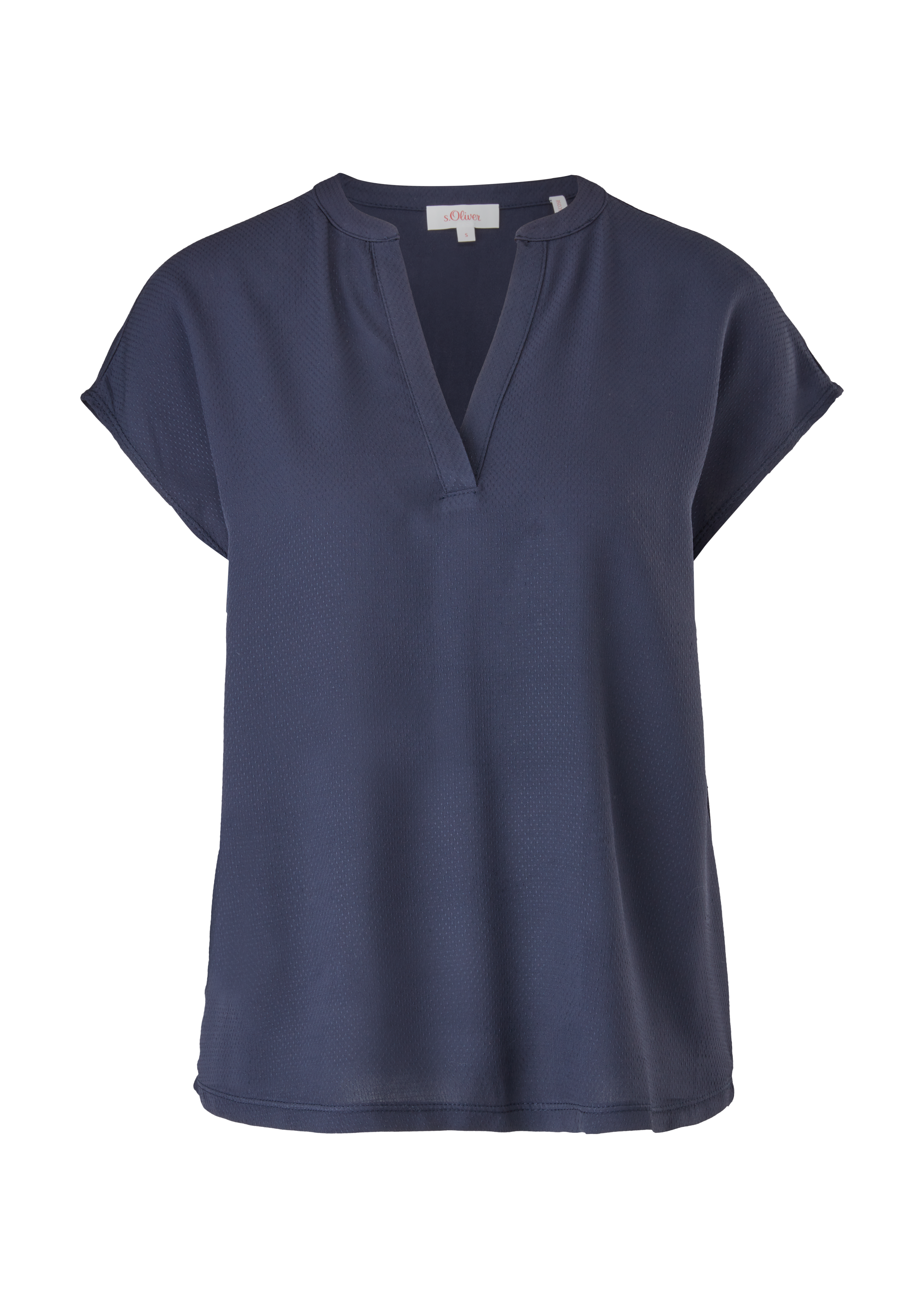 s.Oliver - Viskoseshirt mit V-Neck, Damen, blau