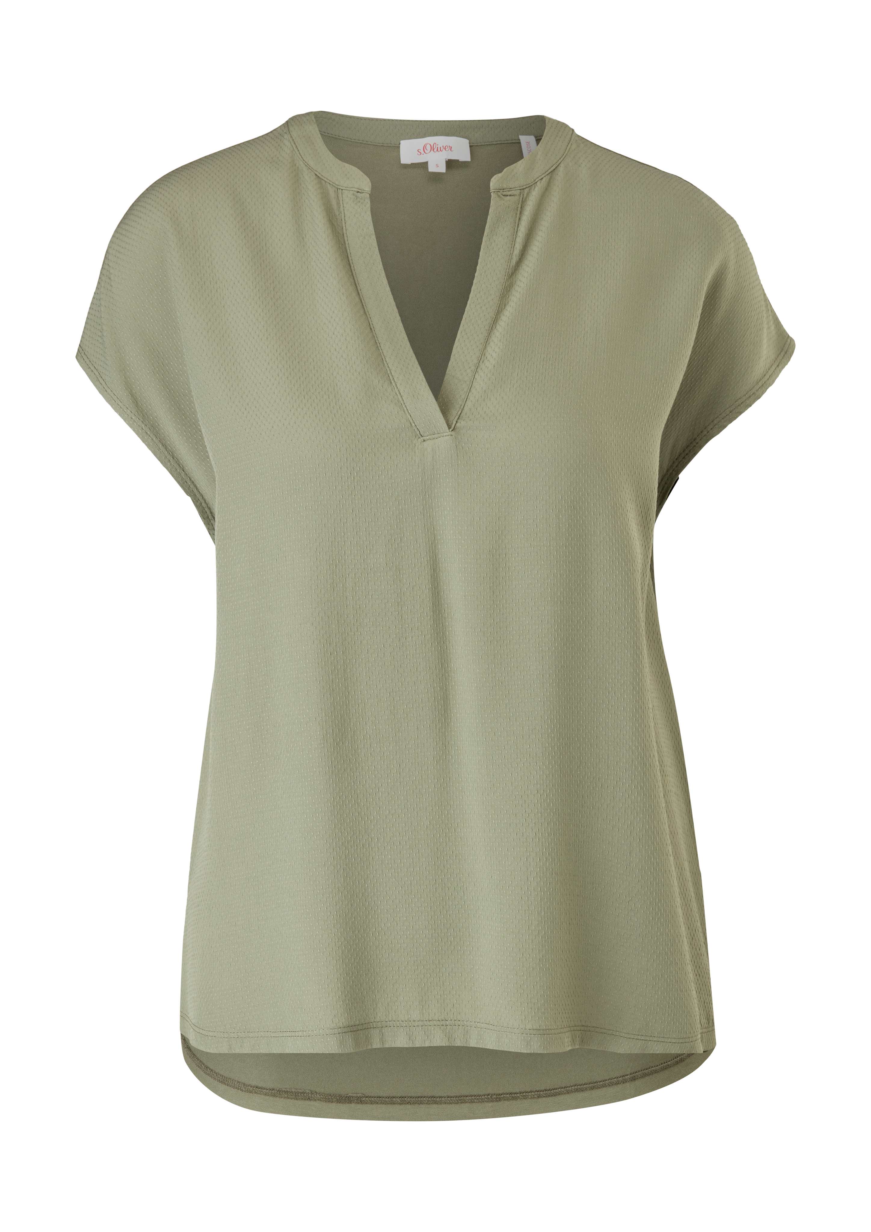 s.Oliver - Viskoseshirt mit V-Neck, Damen, Grün