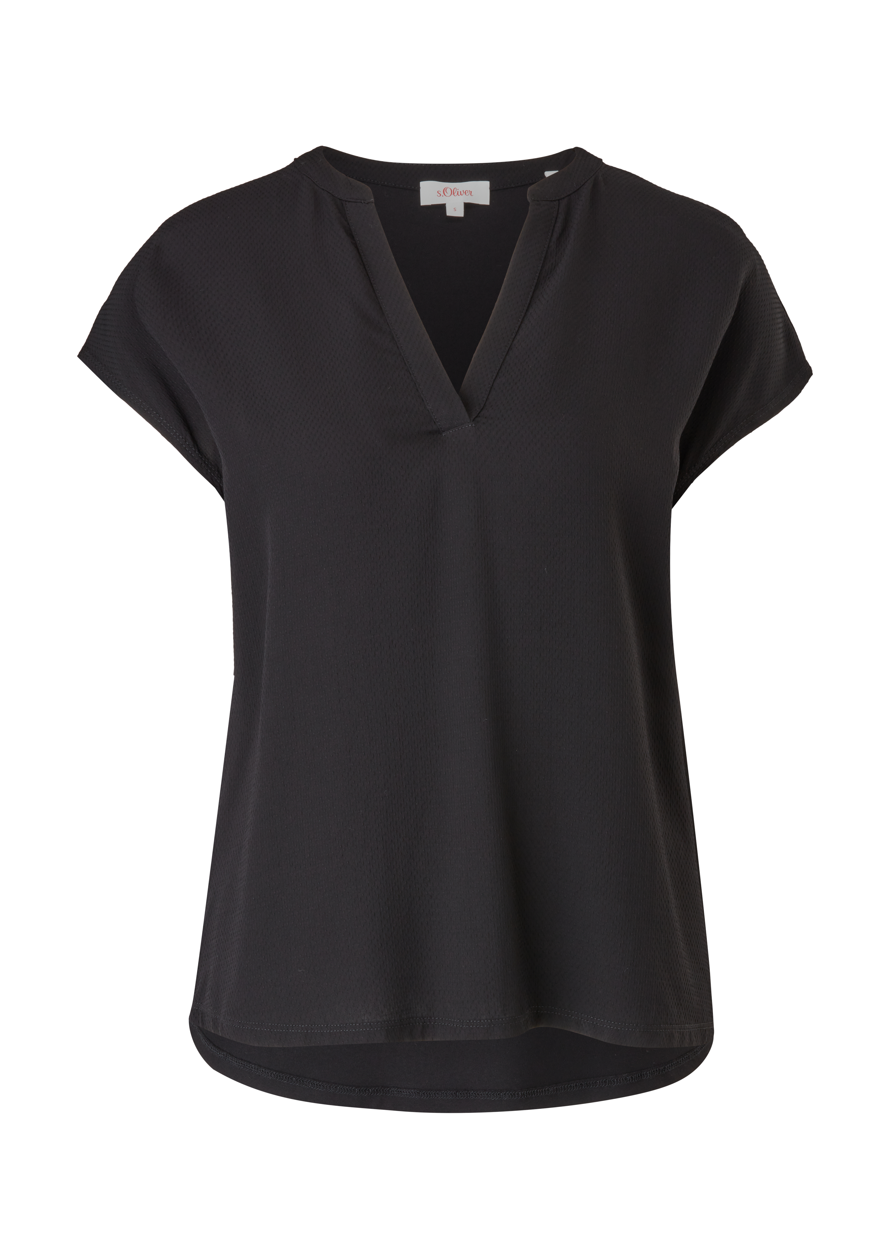 s.Oliver - Viskoseshirt mit V-Neck, Damen, schwarz