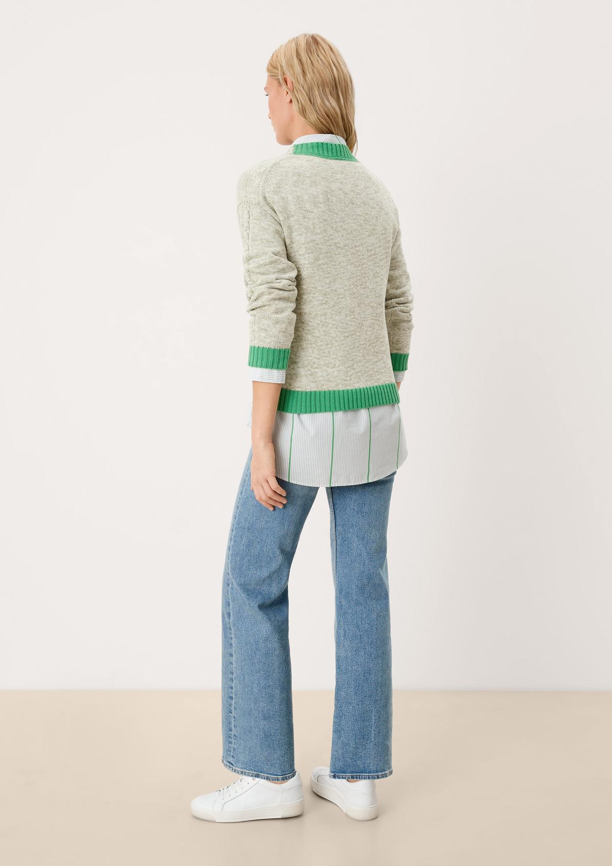 s.Oliver Pleteni pulover s kontrastnim detaljima