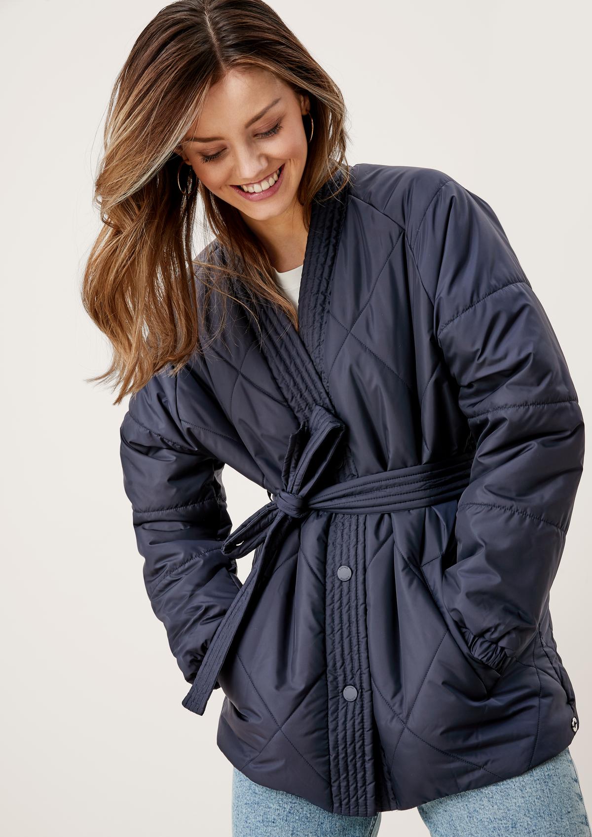 s.Oliver Quilted jacket with a tie-around belt