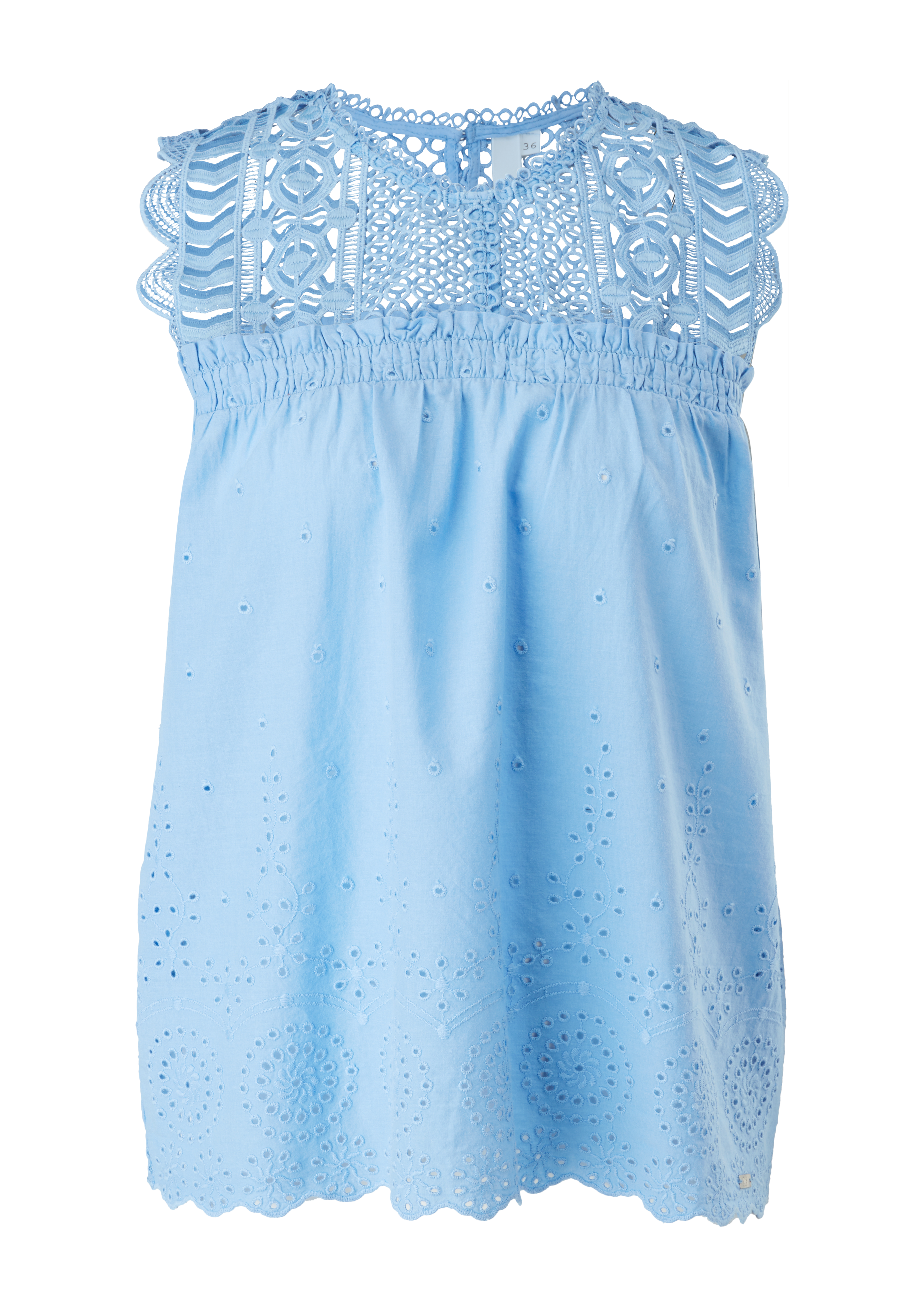 QS - Top aus Broderie Anglaise, Damen, blau