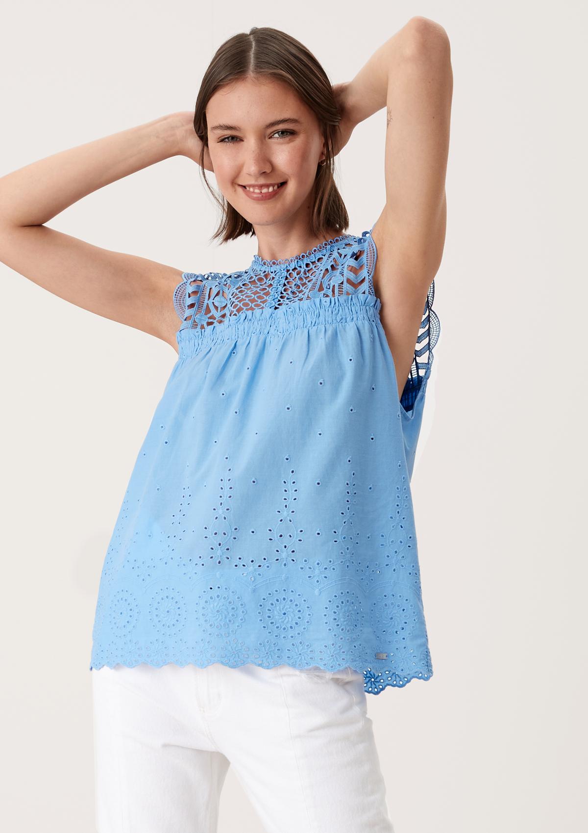 s.Oliver Top made of broderie anglaise