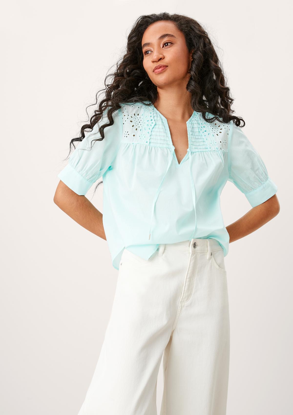 s.Oliver Cotton blouse with broderie anglaise