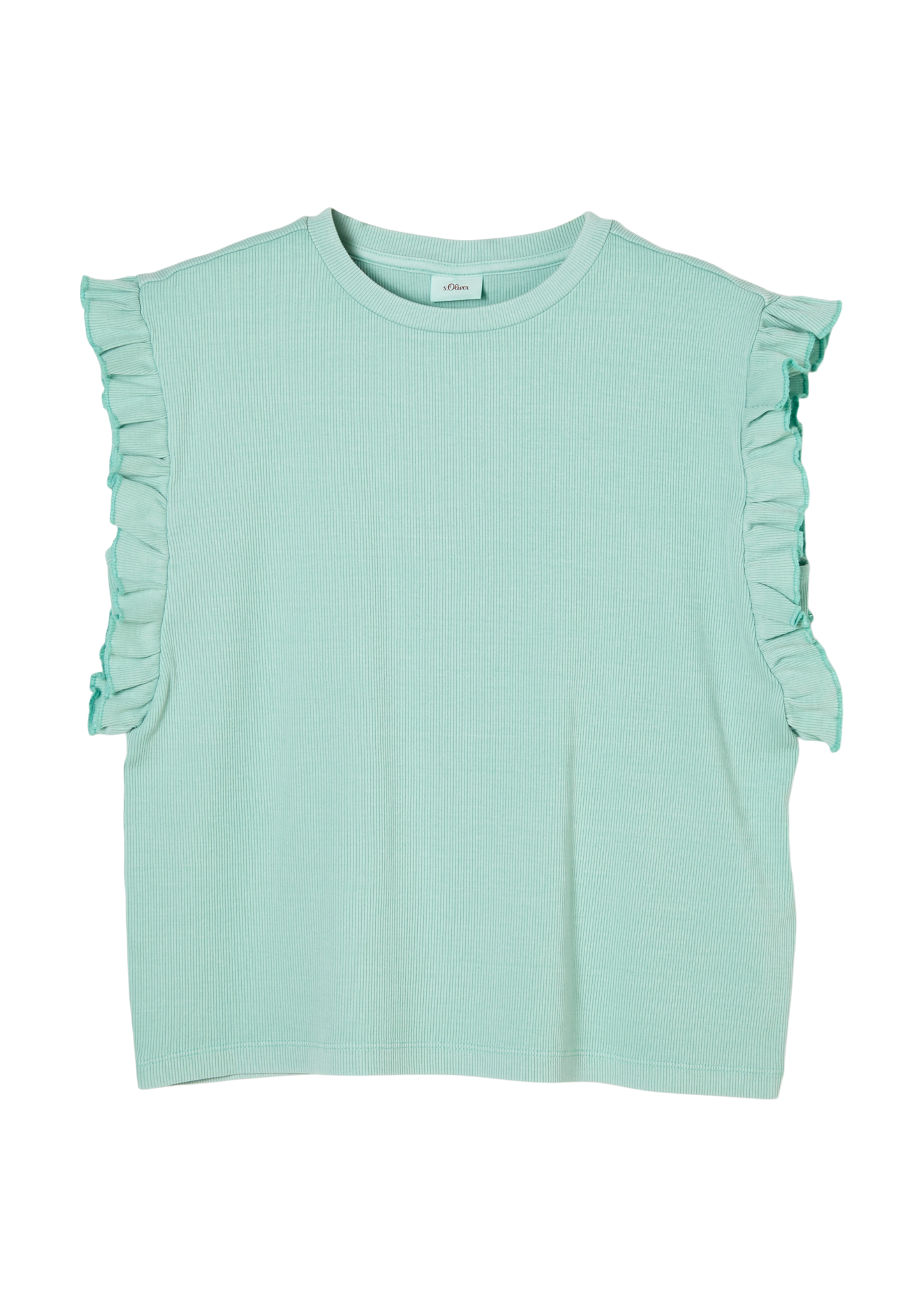 s.Oliver - Rippshirt mit Rüschen, Mädchen, türkis