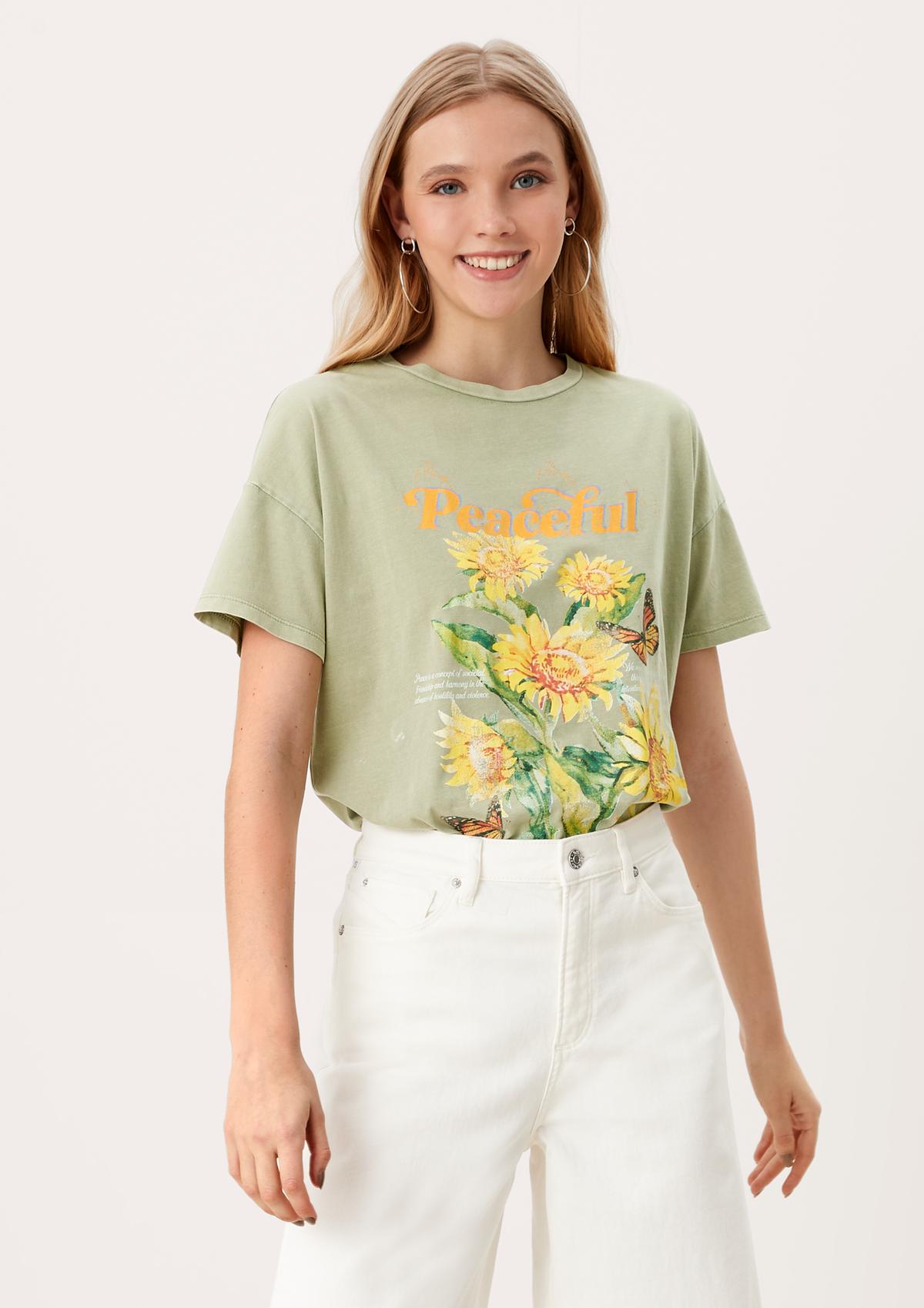 s.Oliver Jersey shirt met florale print