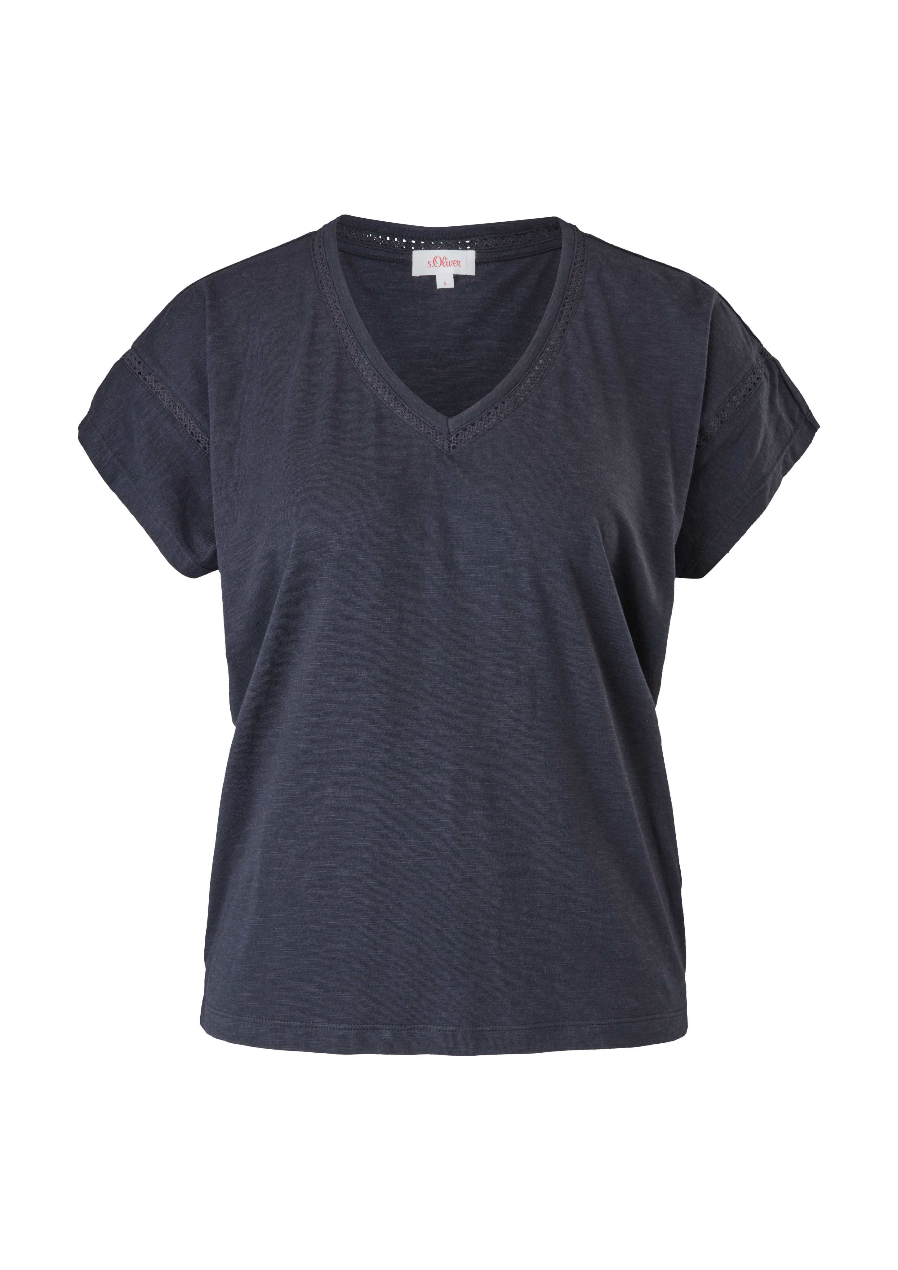 s.Oliver - Shirt mit Lochspitze, Damen, blau