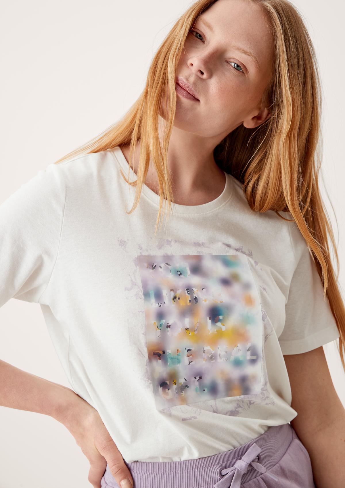 s.Oliver T-shirt met print en borduursel