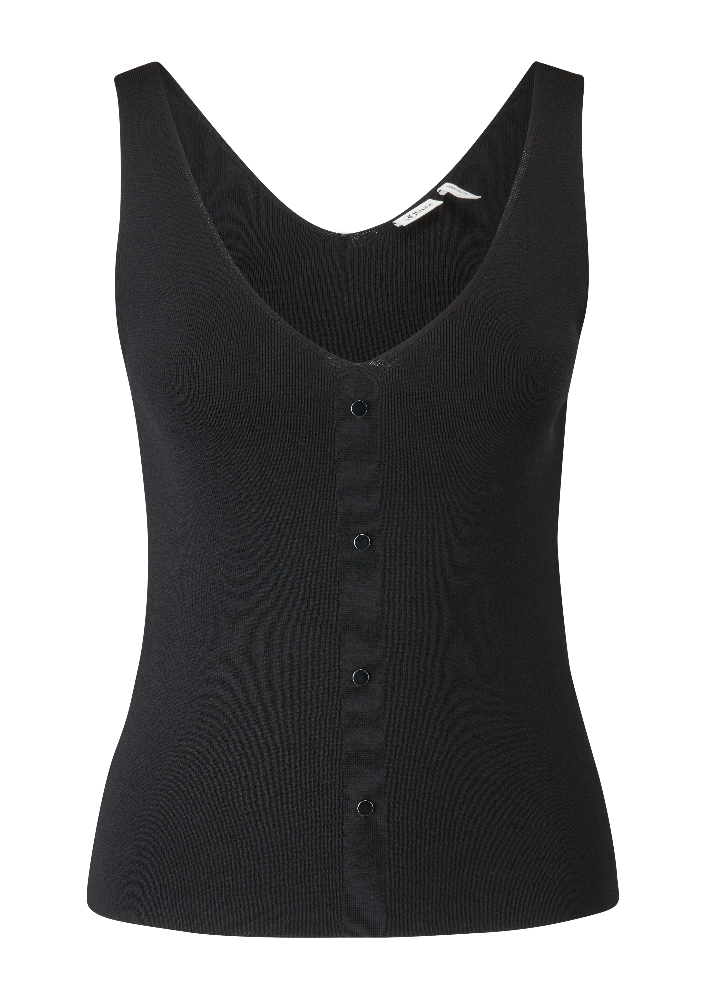 s.Oliver - Top mit Zierknöpfen, Damen, schwarz
