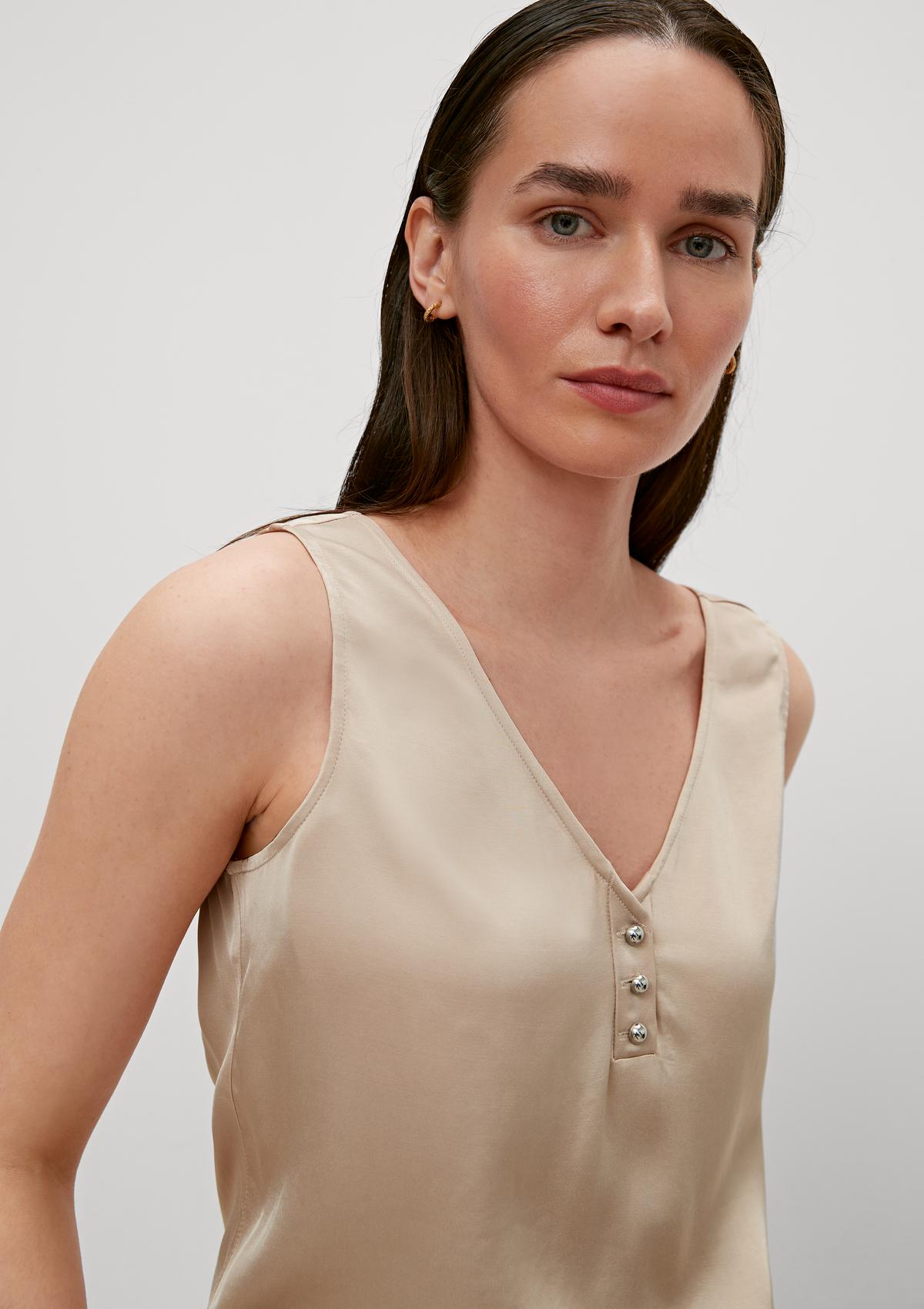 comma Satin top with a button placket