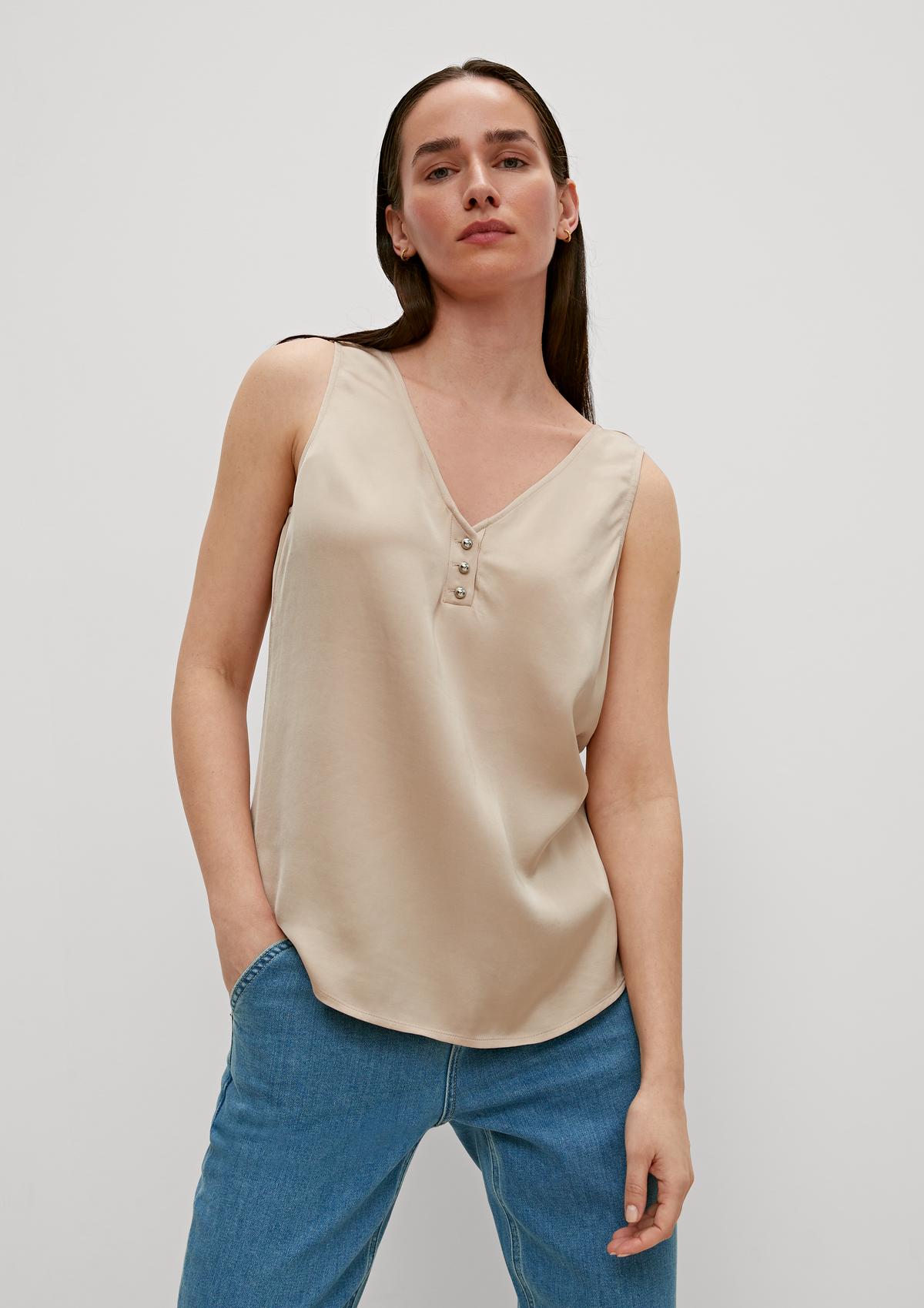 comma Satin top with a button placket
