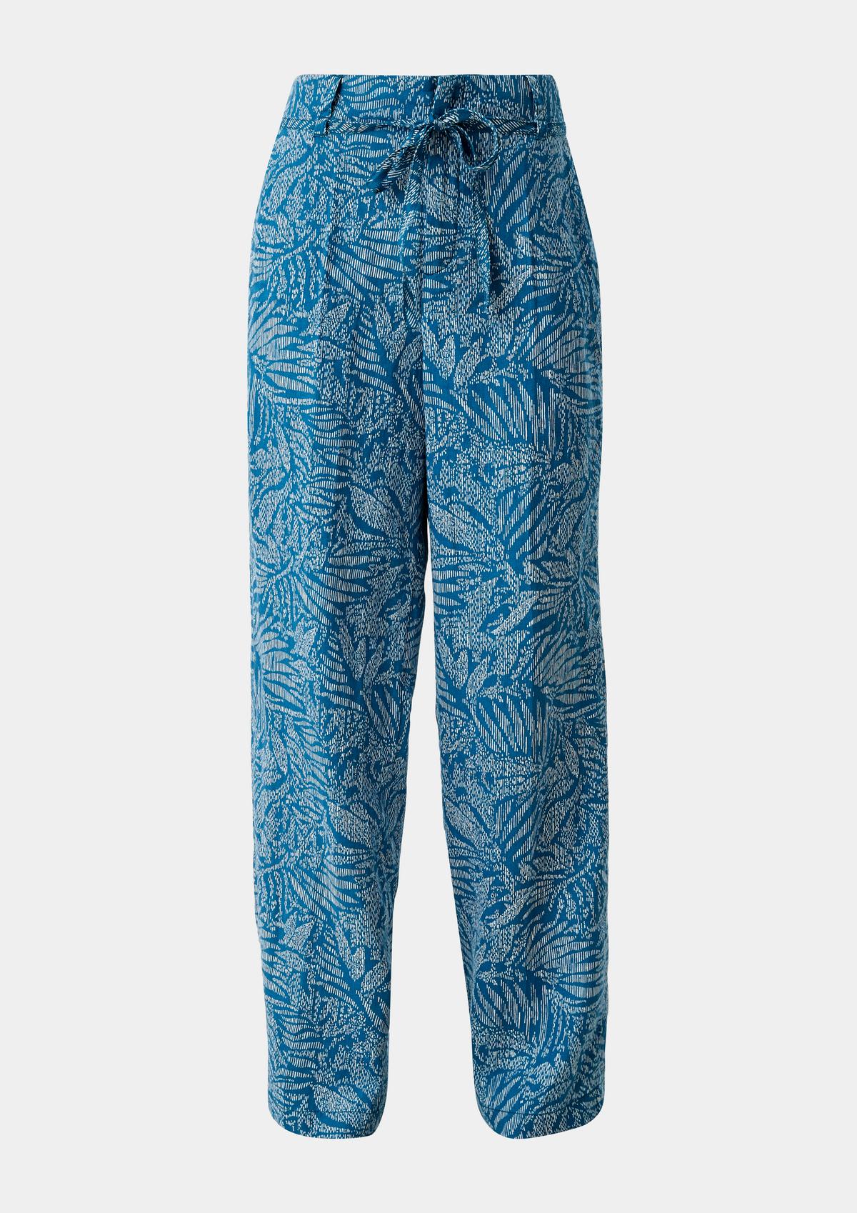 s.Oliver Regular fit: linen trousers with a floral print