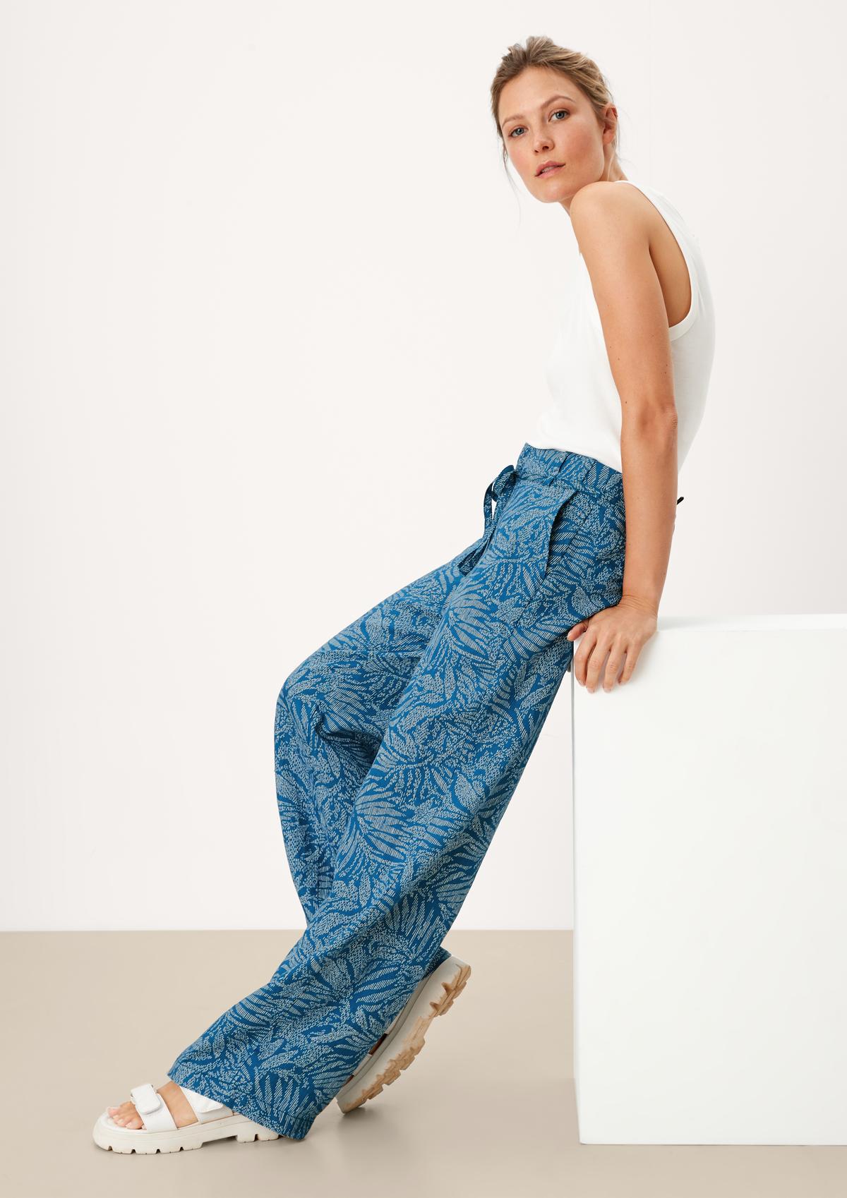 s.Oliver Regular fit: linen trousers with a floral print